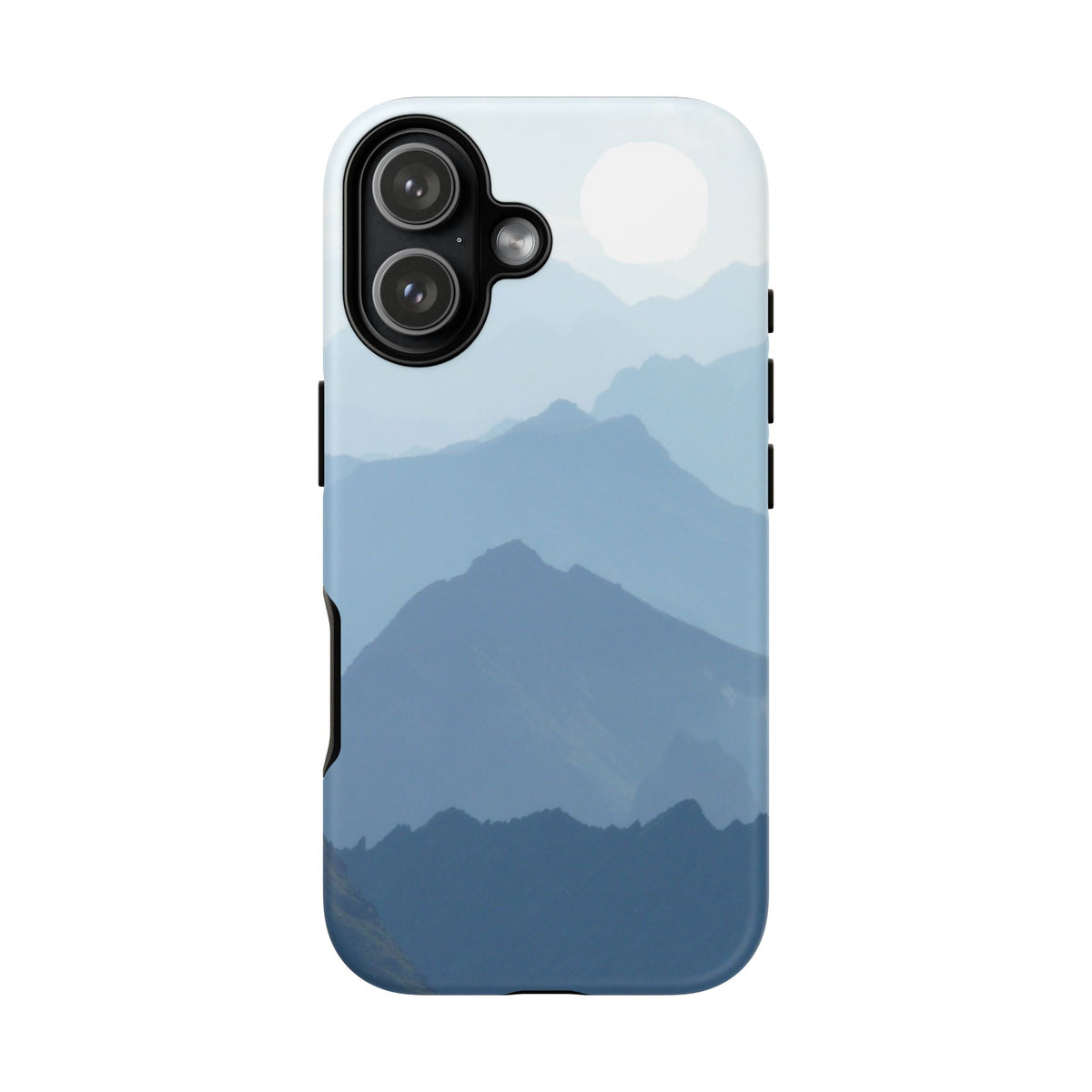 Mountain Sunrise Tough Phone Case — Blue Layered Peaks Protective Cover
