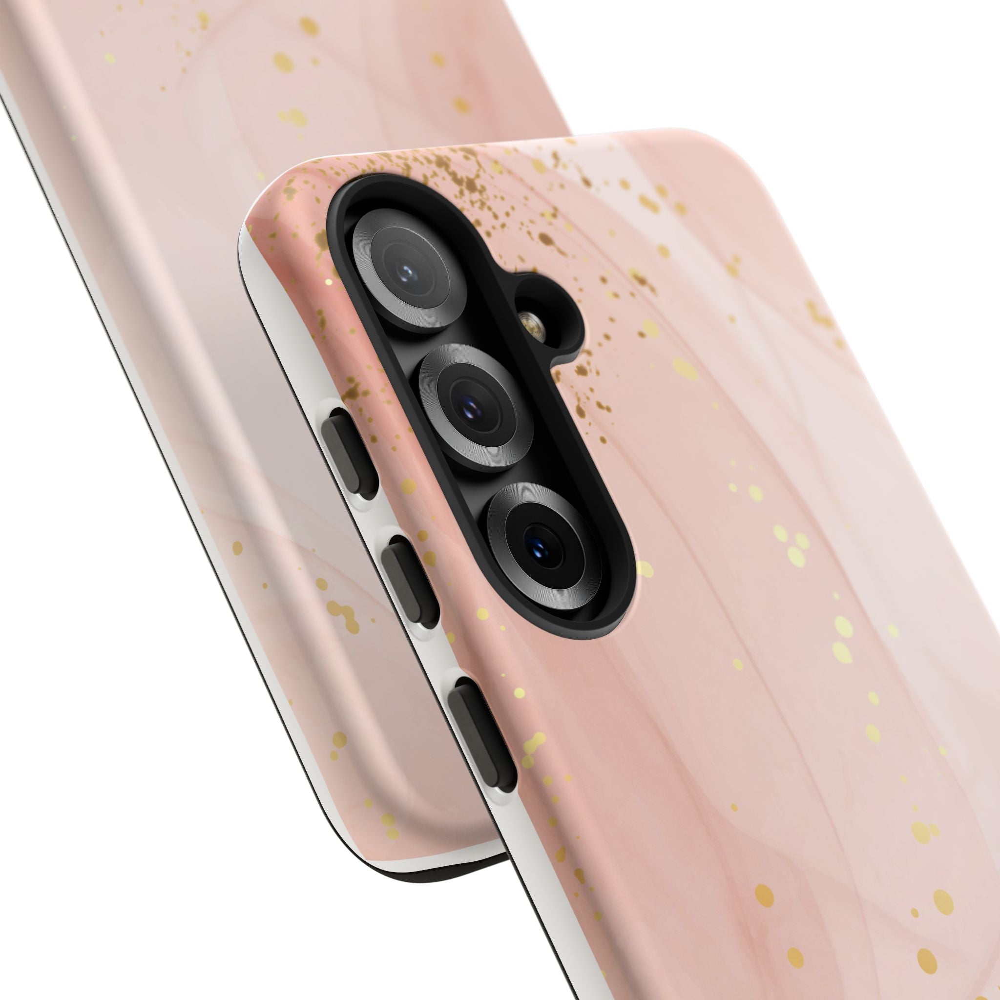 Rose Gold Marble Tough Case – Pink Marble Phone Case with Gold Glitter Accents