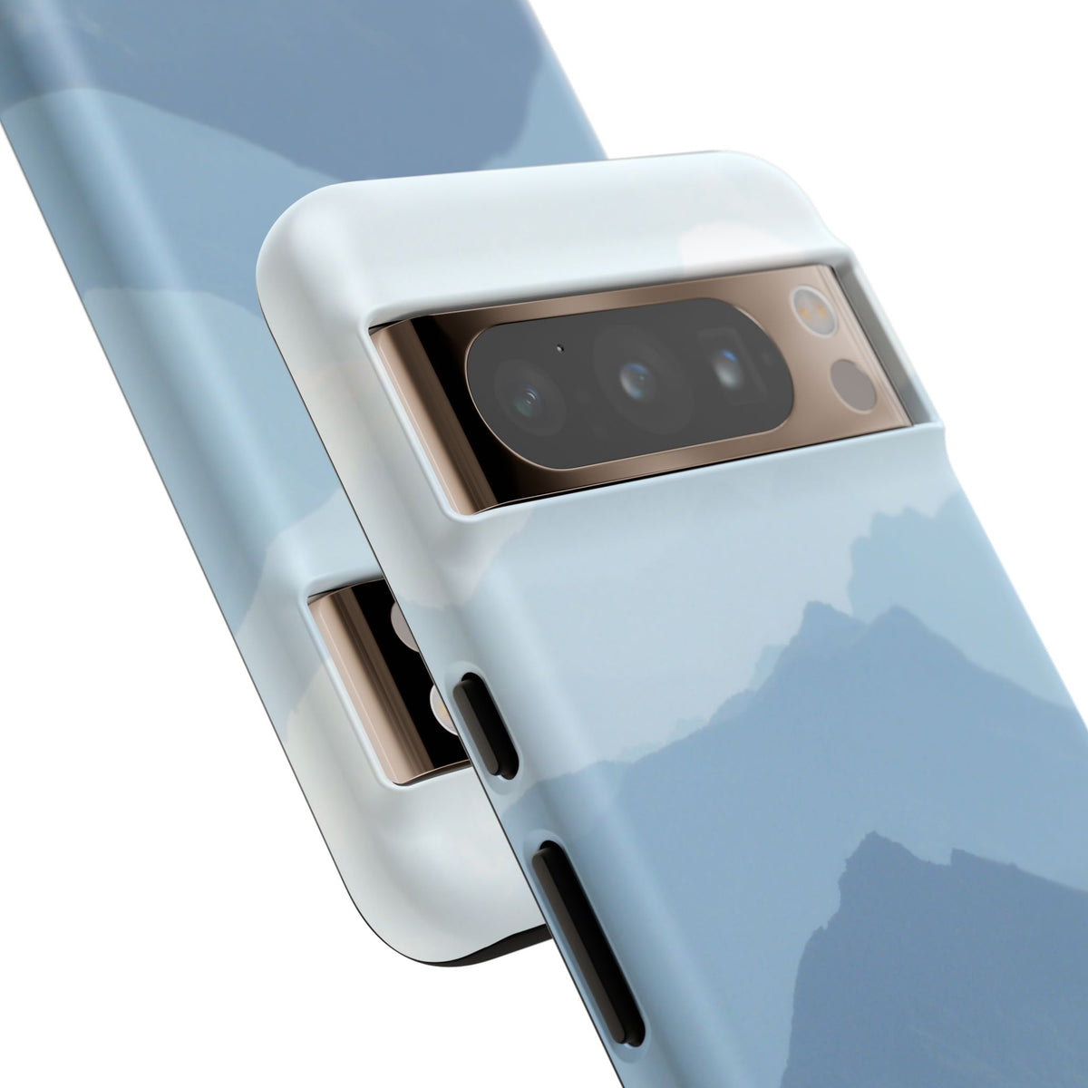 Mountain Sunrise Tough Phone Case — Blue Layered Peaks Protective Cover