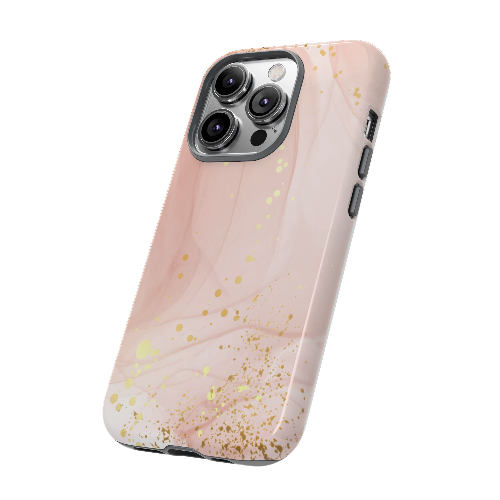 Rose Gold Marble Tough Case – Pink Marble Phone Case with Gold Glitter Accents