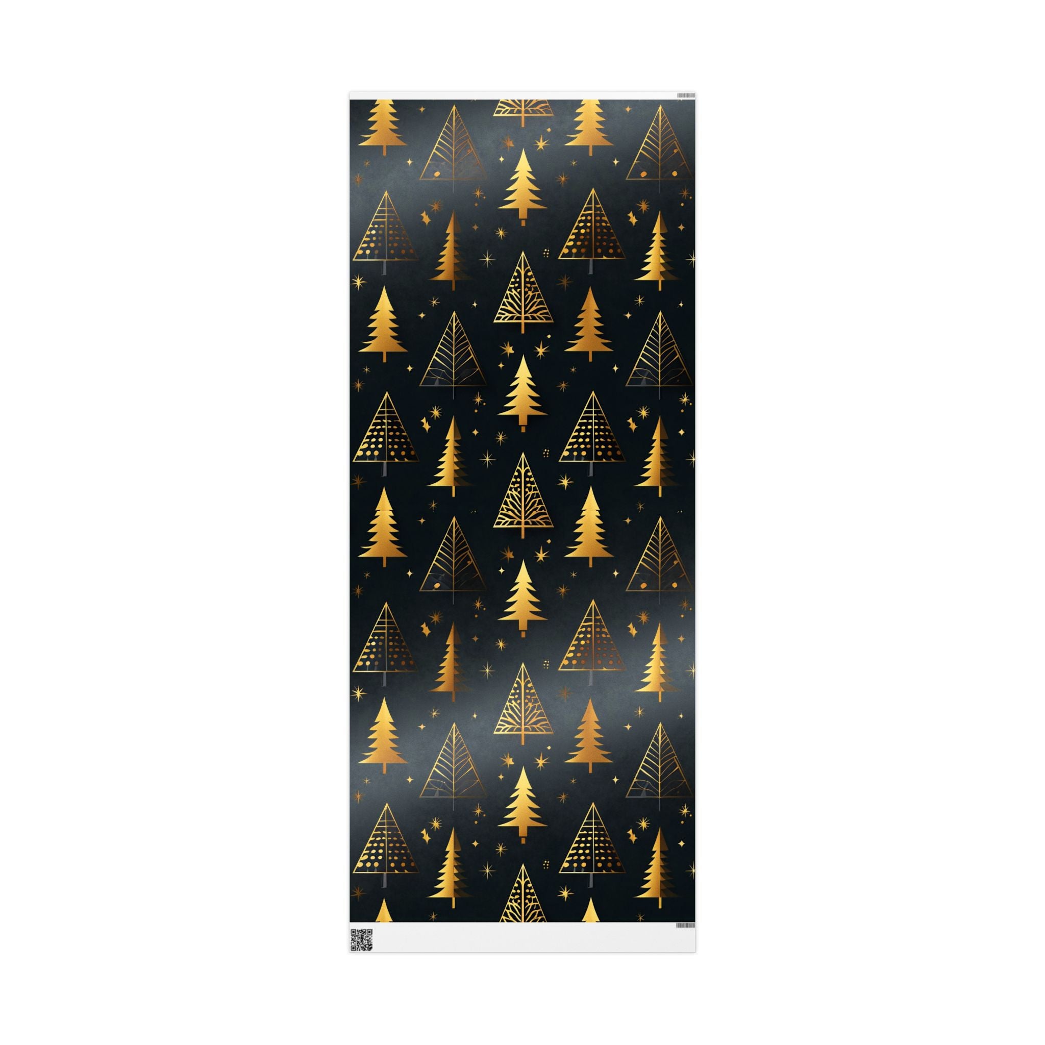 Gold Christmas Trees Wrapping Paper — Elegant Black & Gold Holiday Gift Wrap
