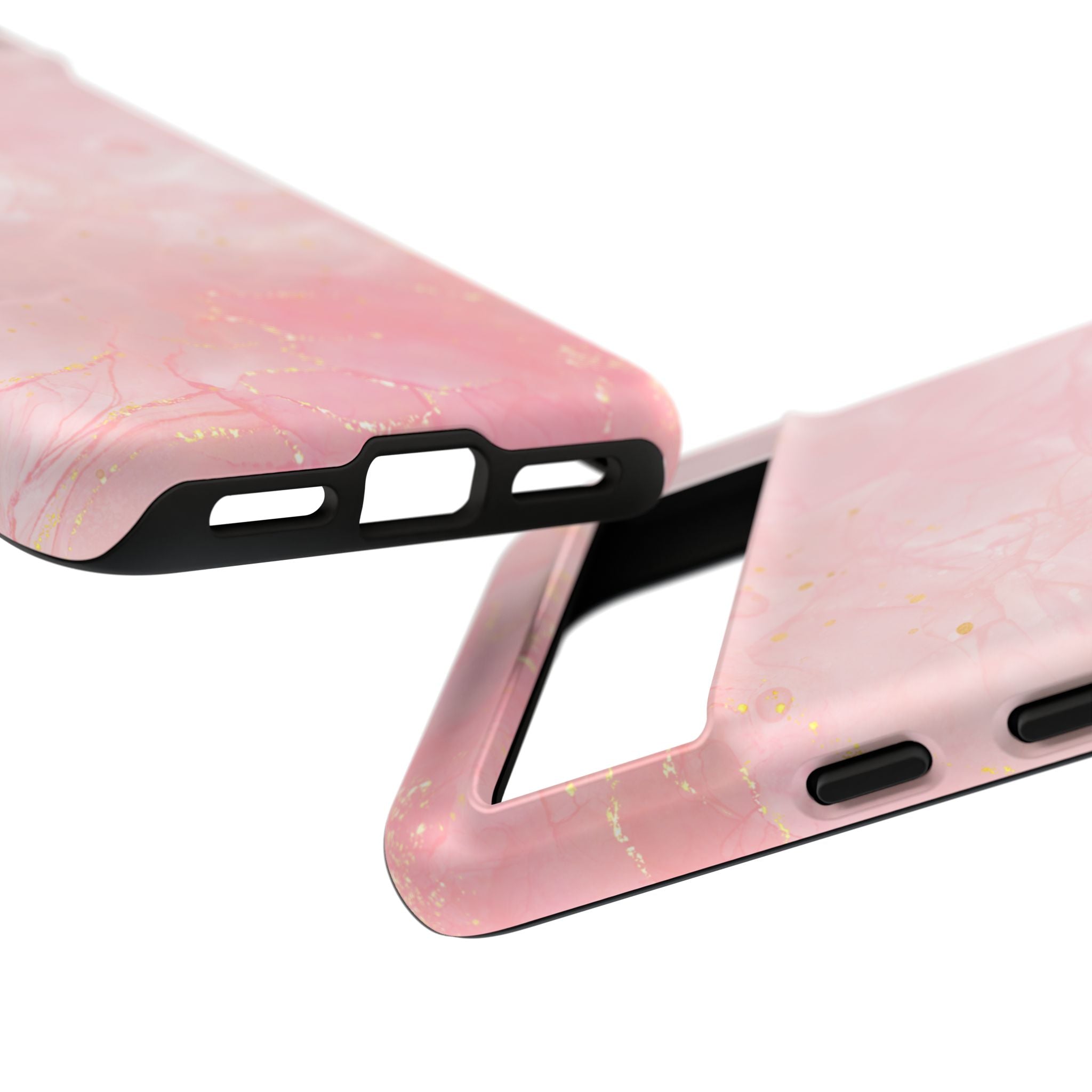 Pink Marble Tough Phone Case — Protective iPhone Cover with Gold Vein Design