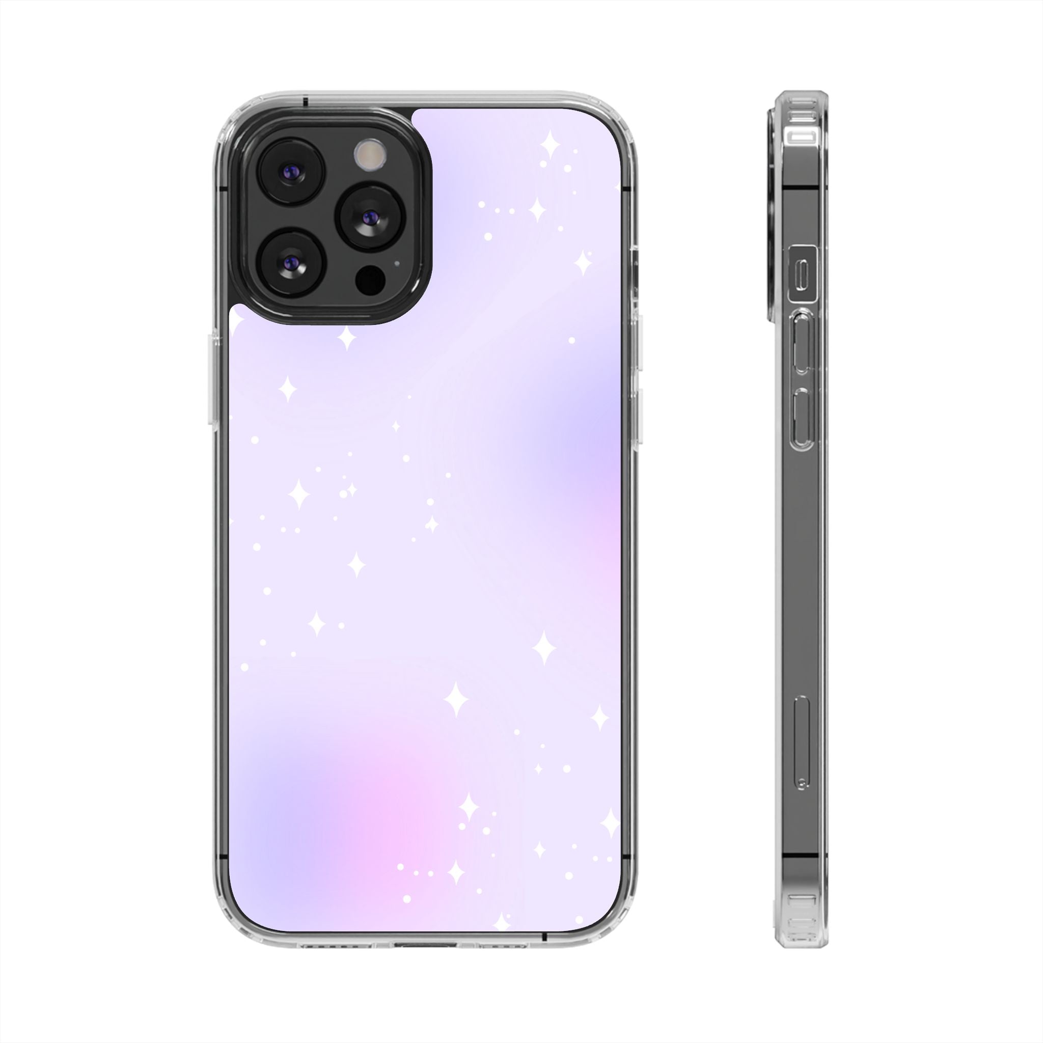 Clear Magnetic Phone Case — Pastel Purple Galaxy with Sparkle