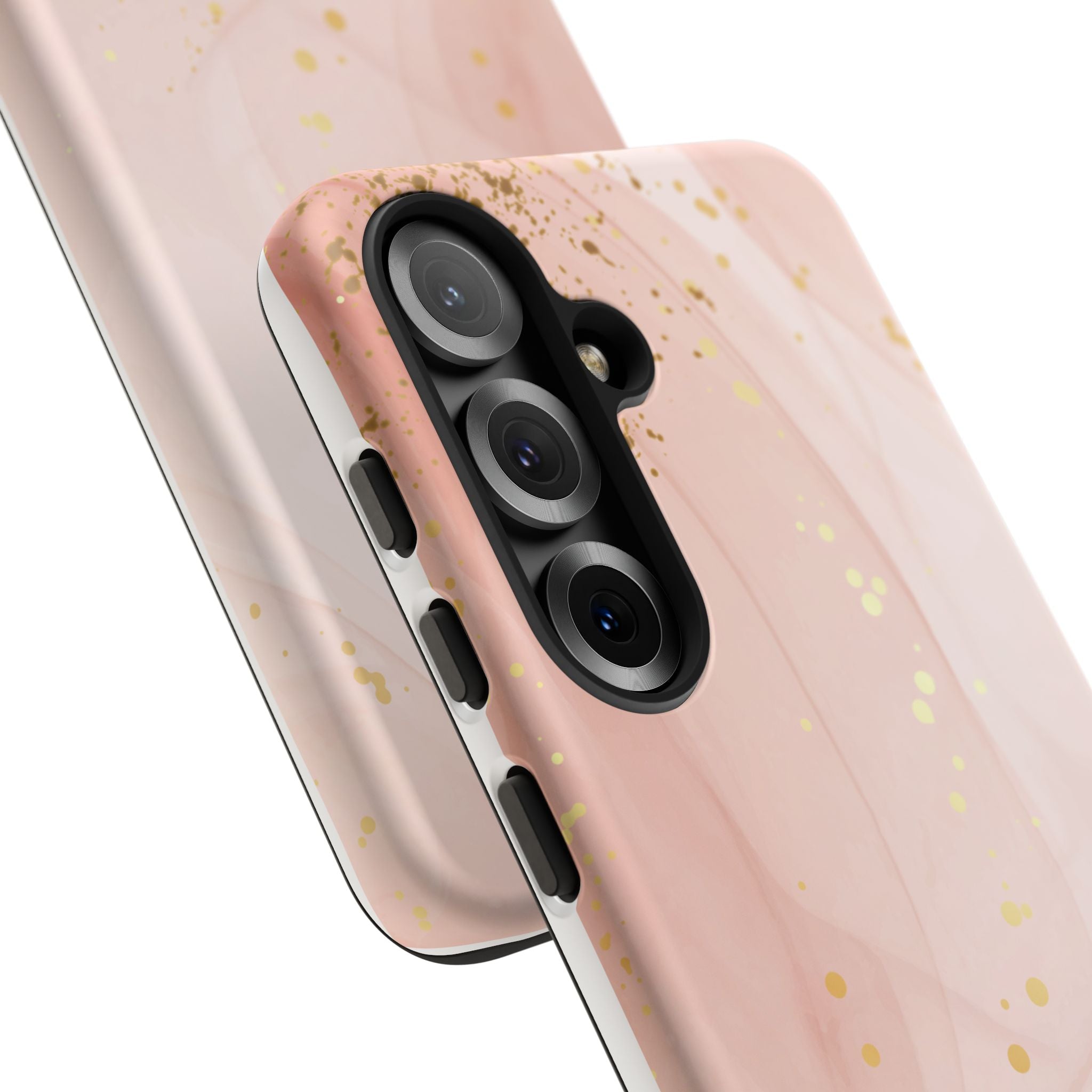 Rose Gold Marble Tough Case – Pink Marble Phone Case with Gold Glitter Accents