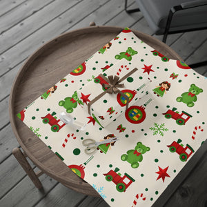 Christmas Stocking & Ornament Wrapping Paper Roll — Festive Red Green Holiday Gift Wrap