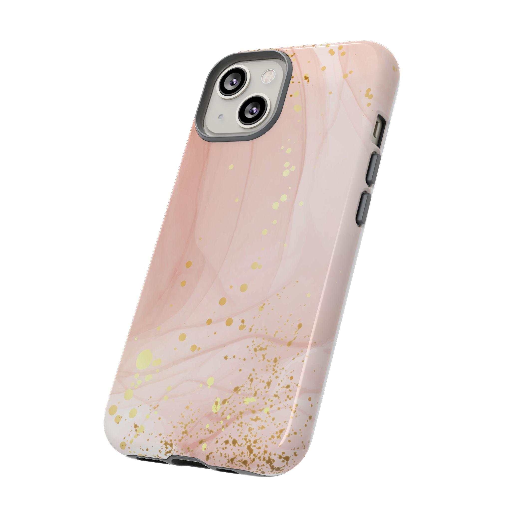 Rose Gold Marble Tough Case – Pink Marble Phone Case with Gold Glitter Accents