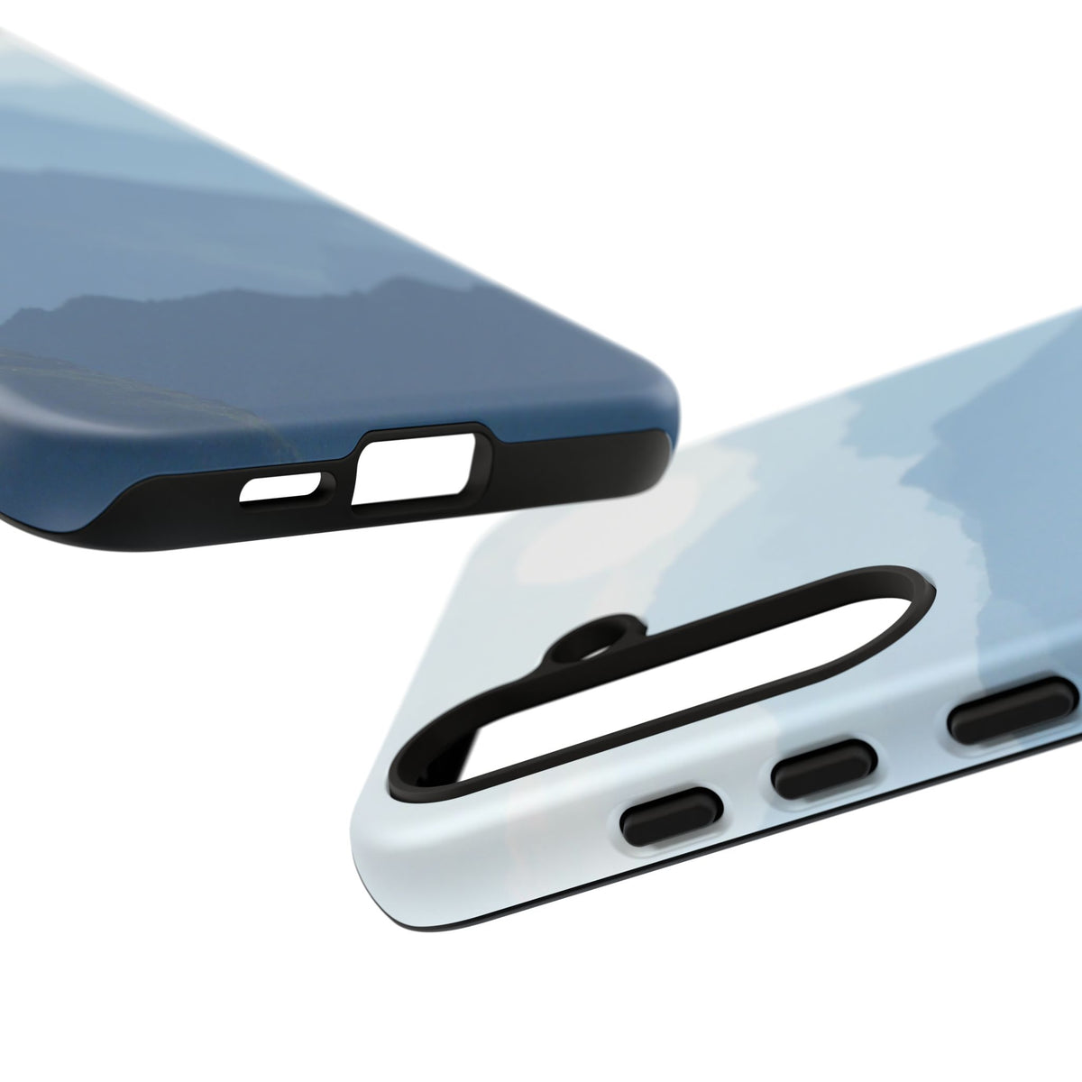 Mountain Sunrise Tough Phone Case — Blue Layered Peaks Protective Cover