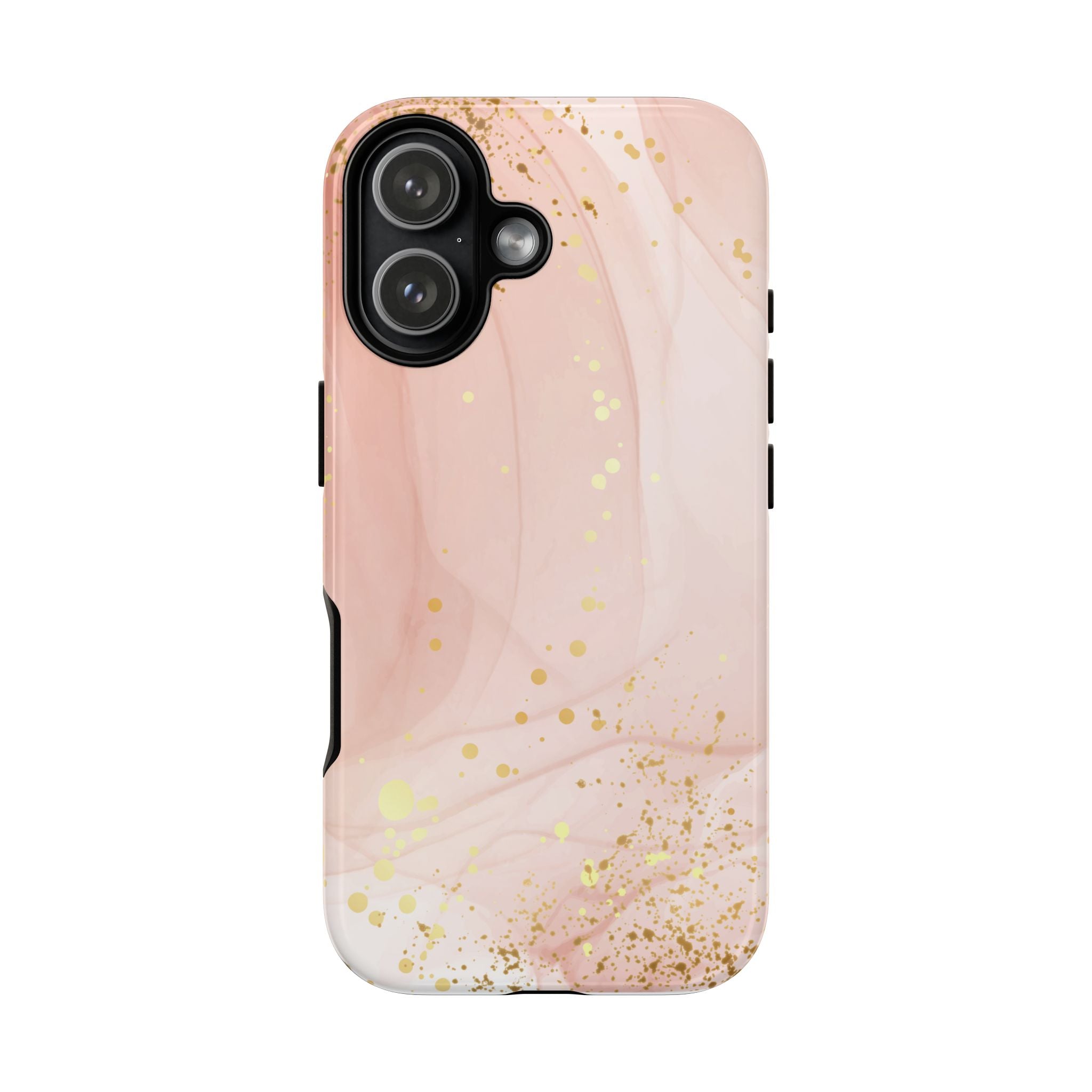 Rose Gold Marble Tough Case – Pink Marble Phone Case with Gold Glitter Accents