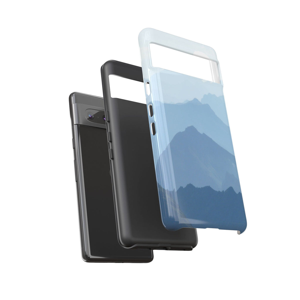 Mountain Sunrise Tough Phone Case — Blue Layered Peaks Protective Cover