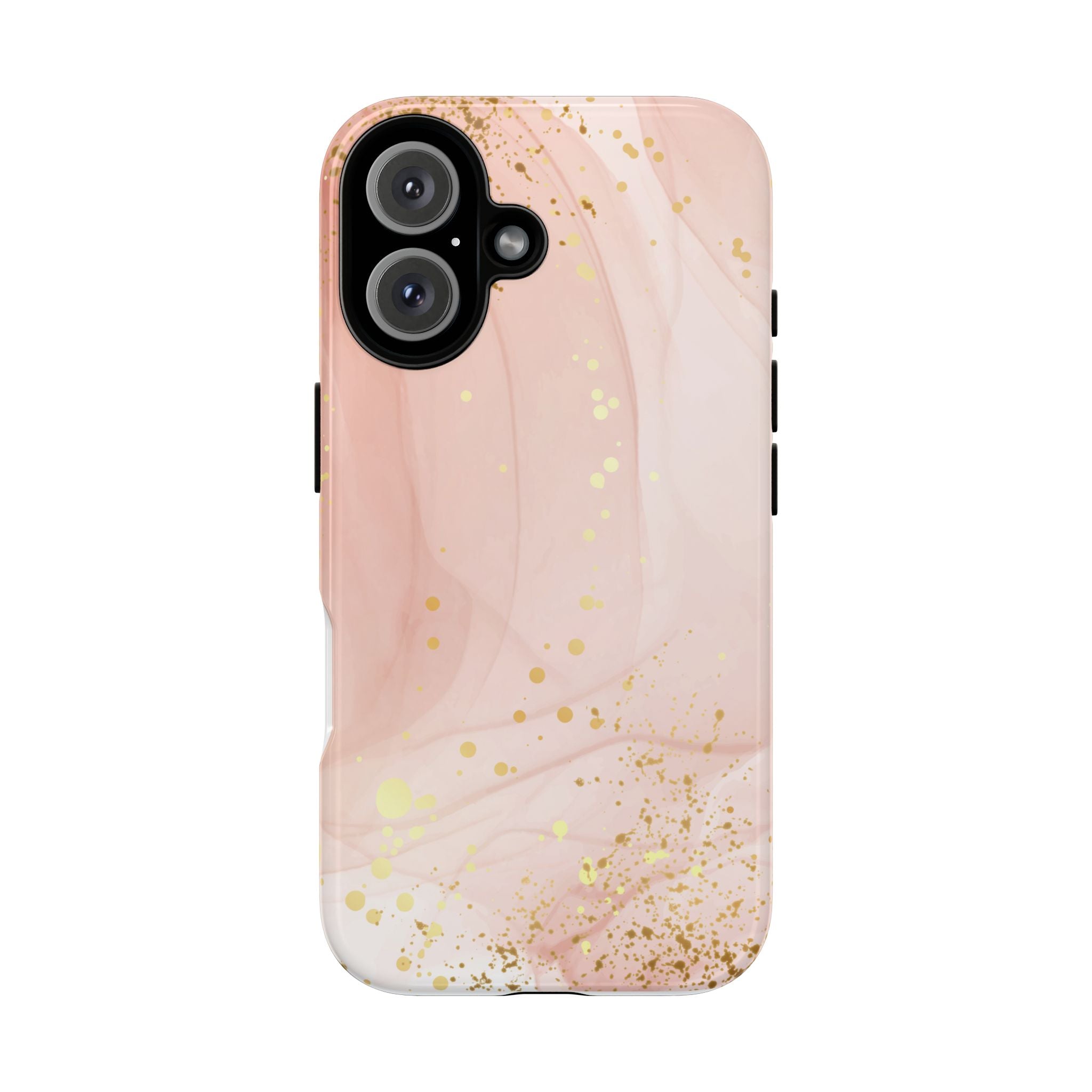 Rose Gold Marble Tough Case – Pink Marble Phone Case with Gold Glitter Accents