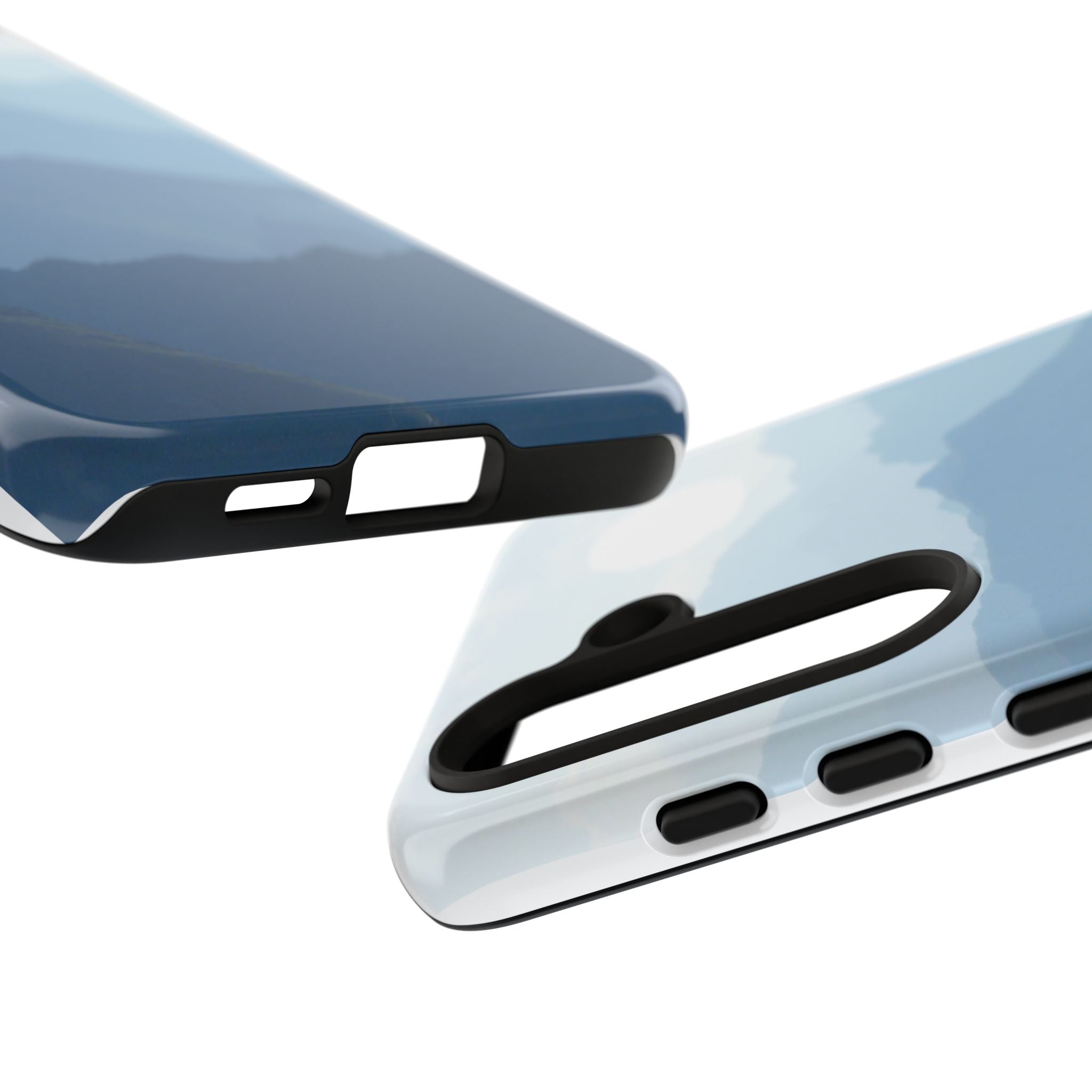 Mountain Sunrise Tough Phone Case — Blue Layered Peaks Protective Cover