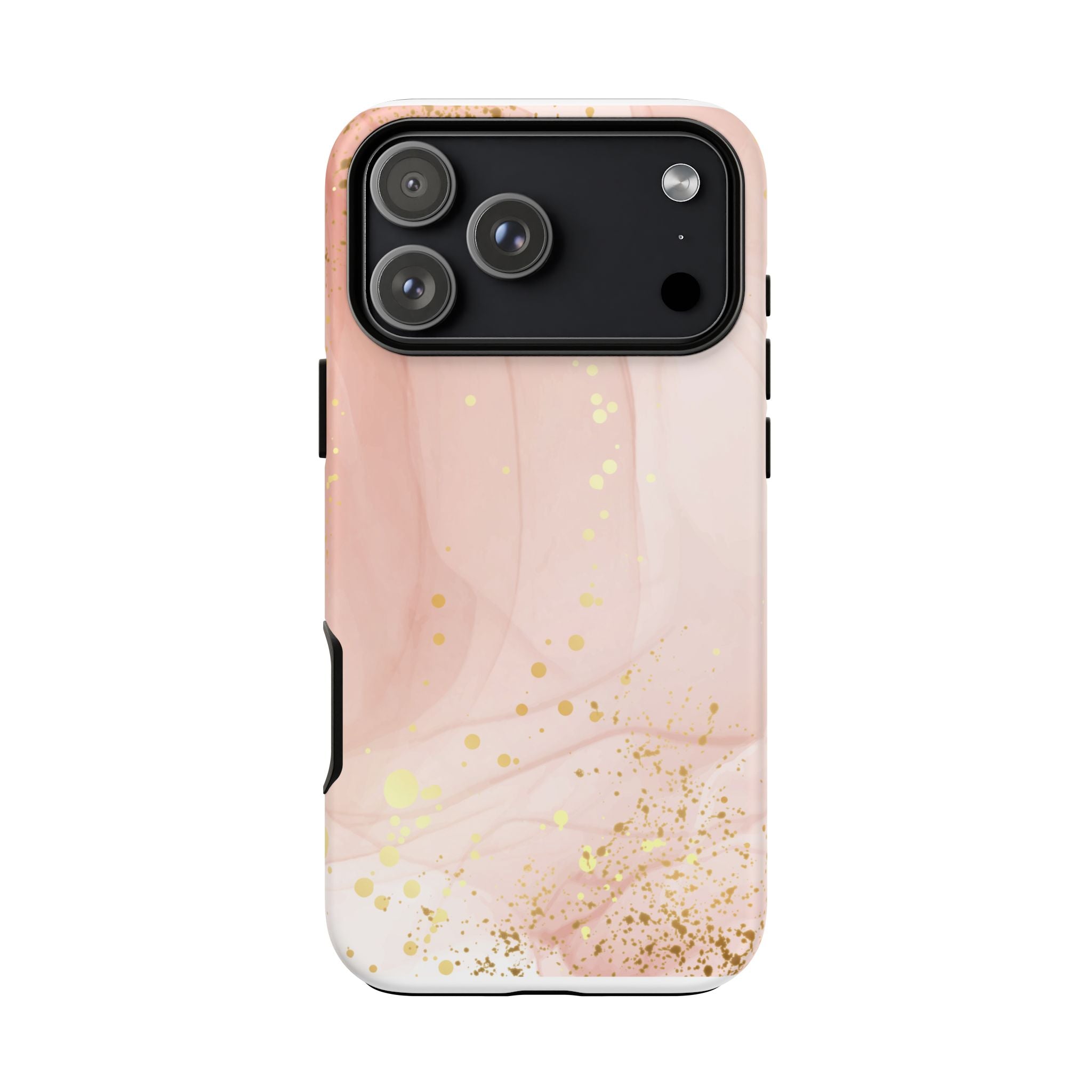 Rose Gold Marble Tough Case – Pink Marble Phone Case with Gold Glitter Accents