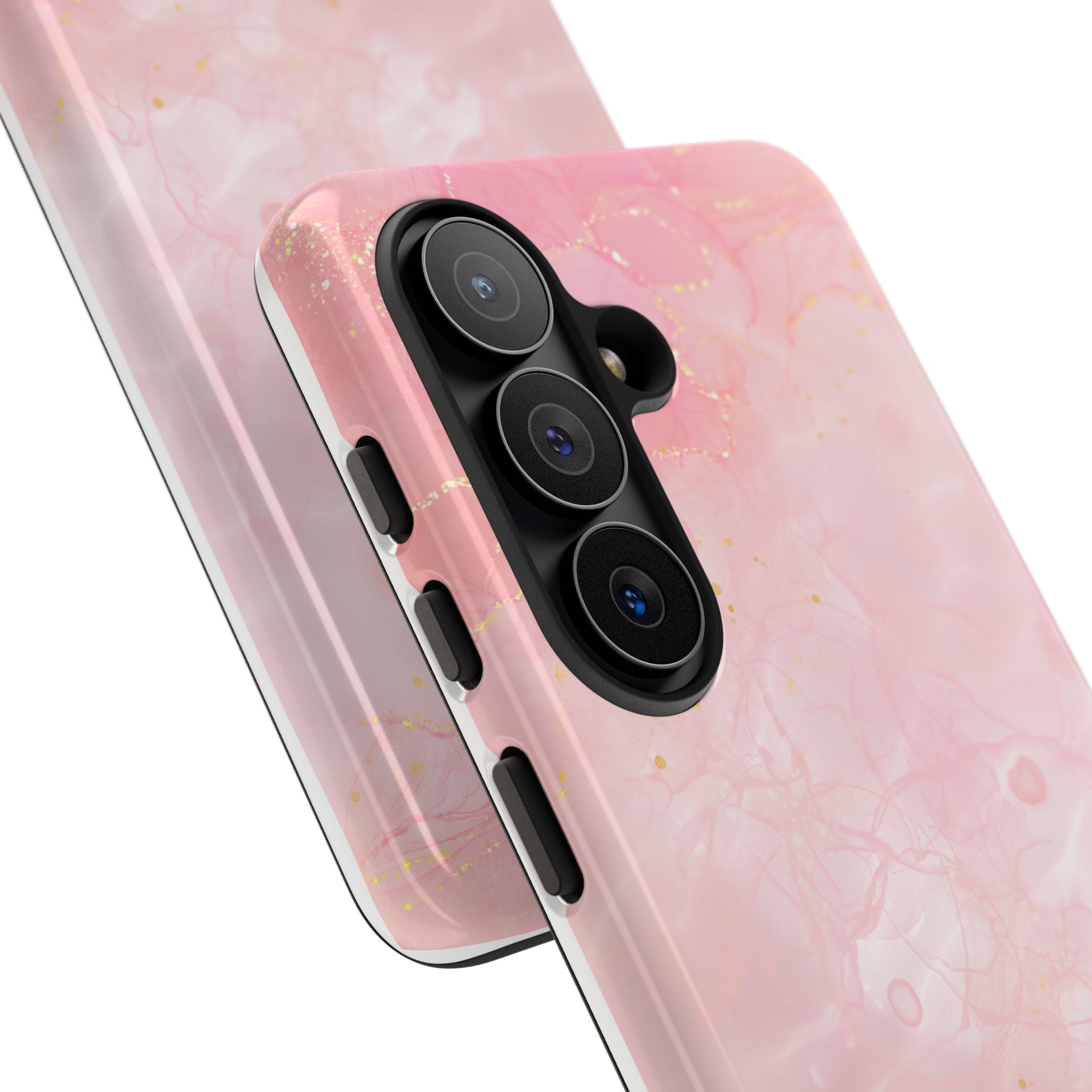 Pink Marble Tough Phone Case — Protective iPhone Cover with Gold Vein Design