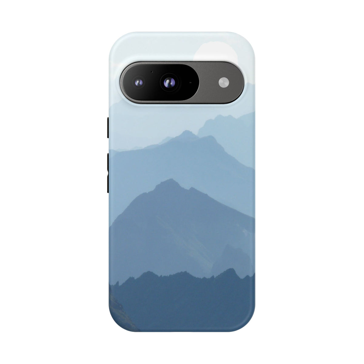 Mountain Sunrise Tough Phone Case — Blue Layered Peaks Protective Cover