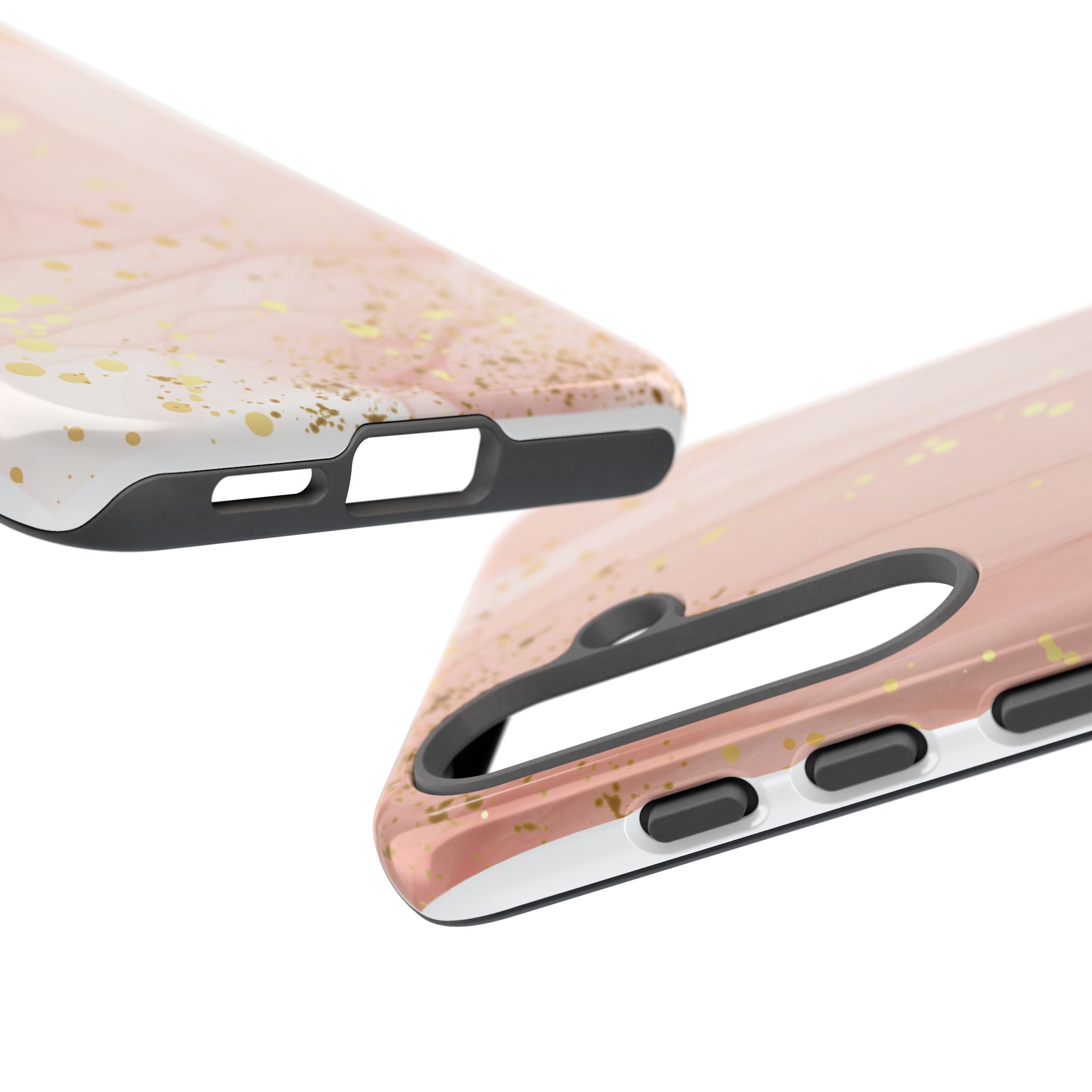 Rose Gold Marble Tough Case – Pink Marble Phone Case with Gold Glitter Accents