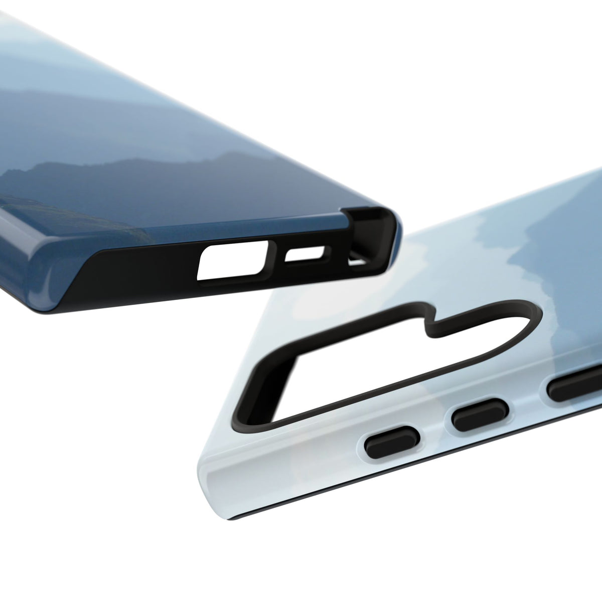 Mountain Sunrise Tough Phone Case — Blue Layered Peaks Protective Cover