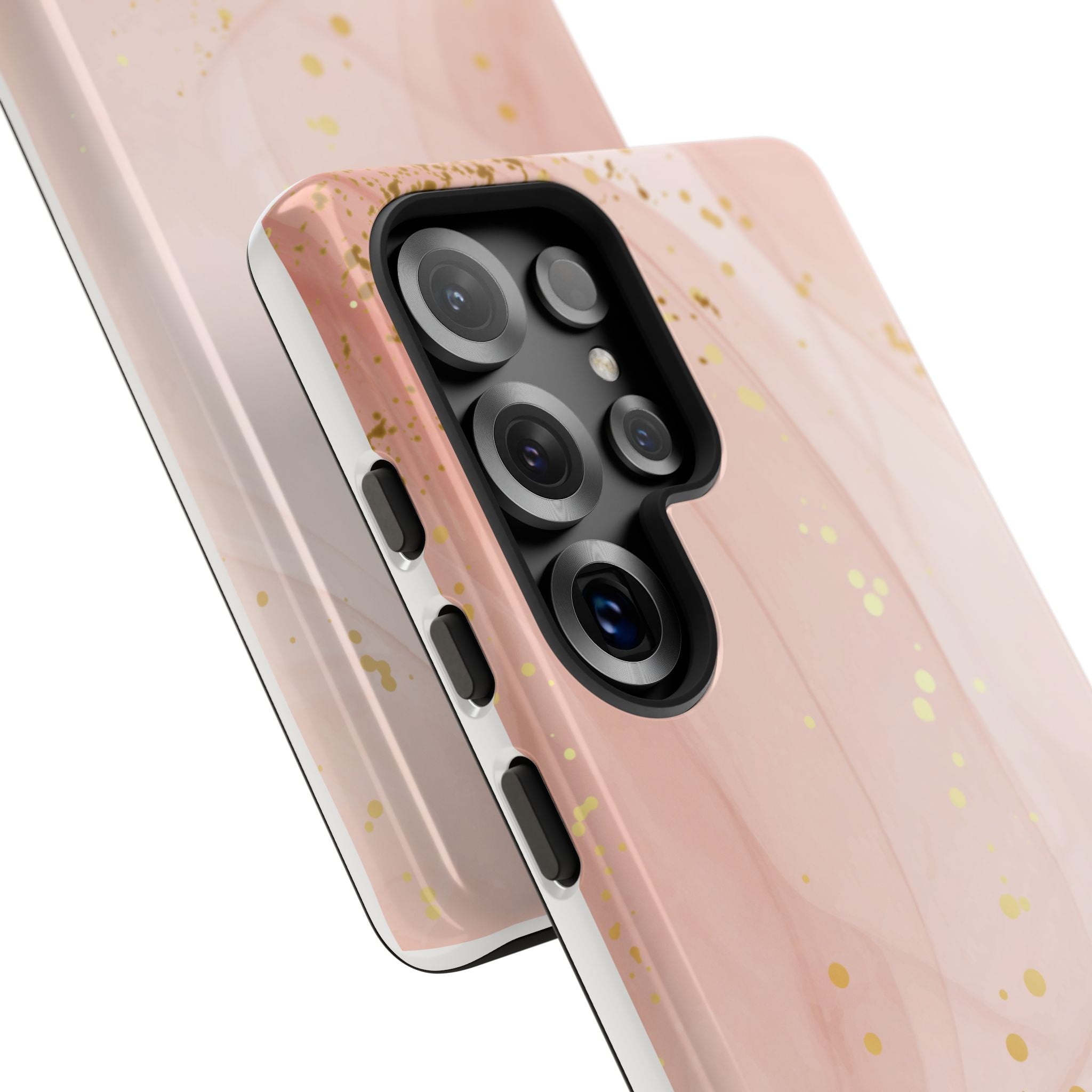 Rose Gold Marble Tough Case – Pink Marble Phone Case with Gold Glitter Accents