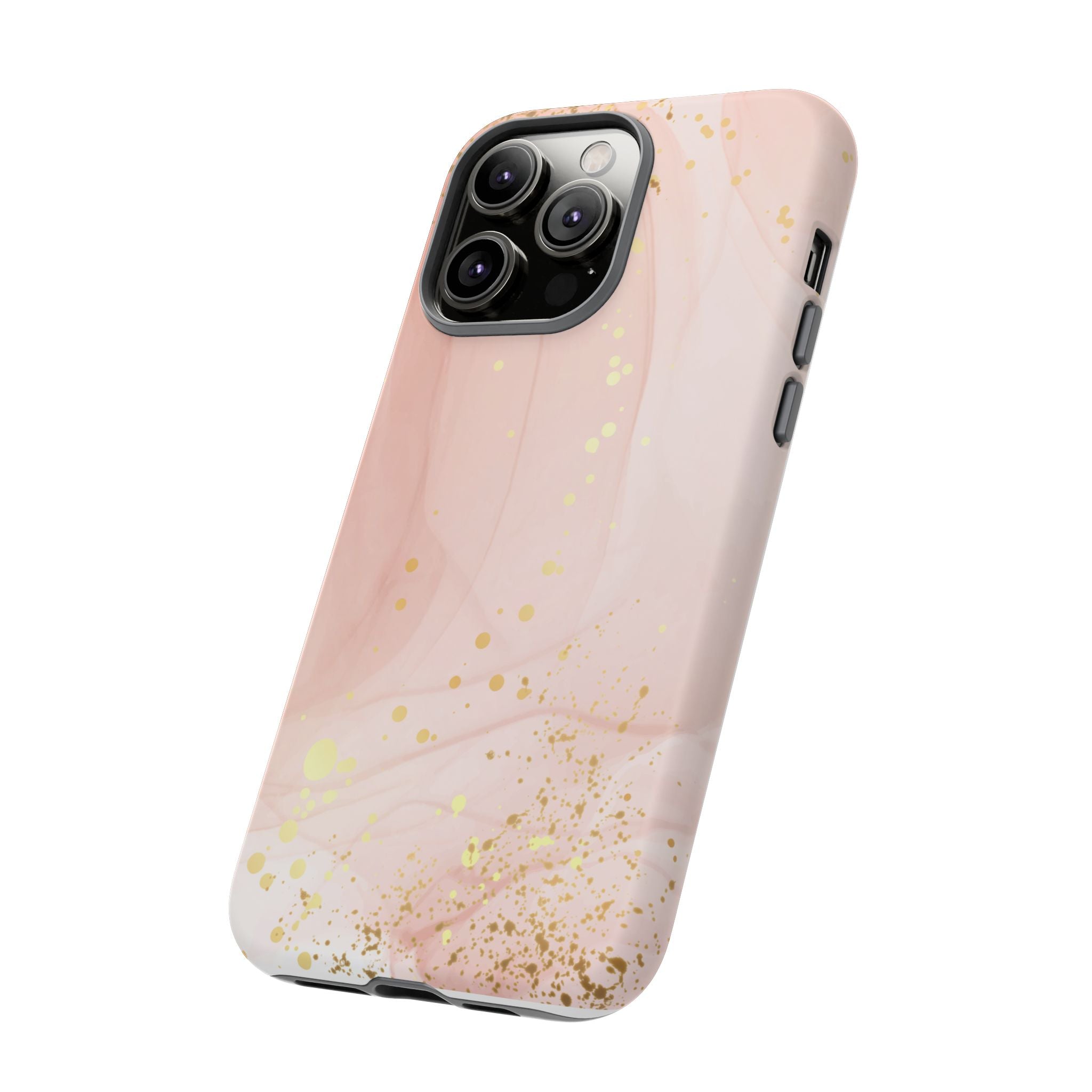 Rose Gold Marble Tough Case – Pink Marble Phone Case with Gold Glitter Accents
