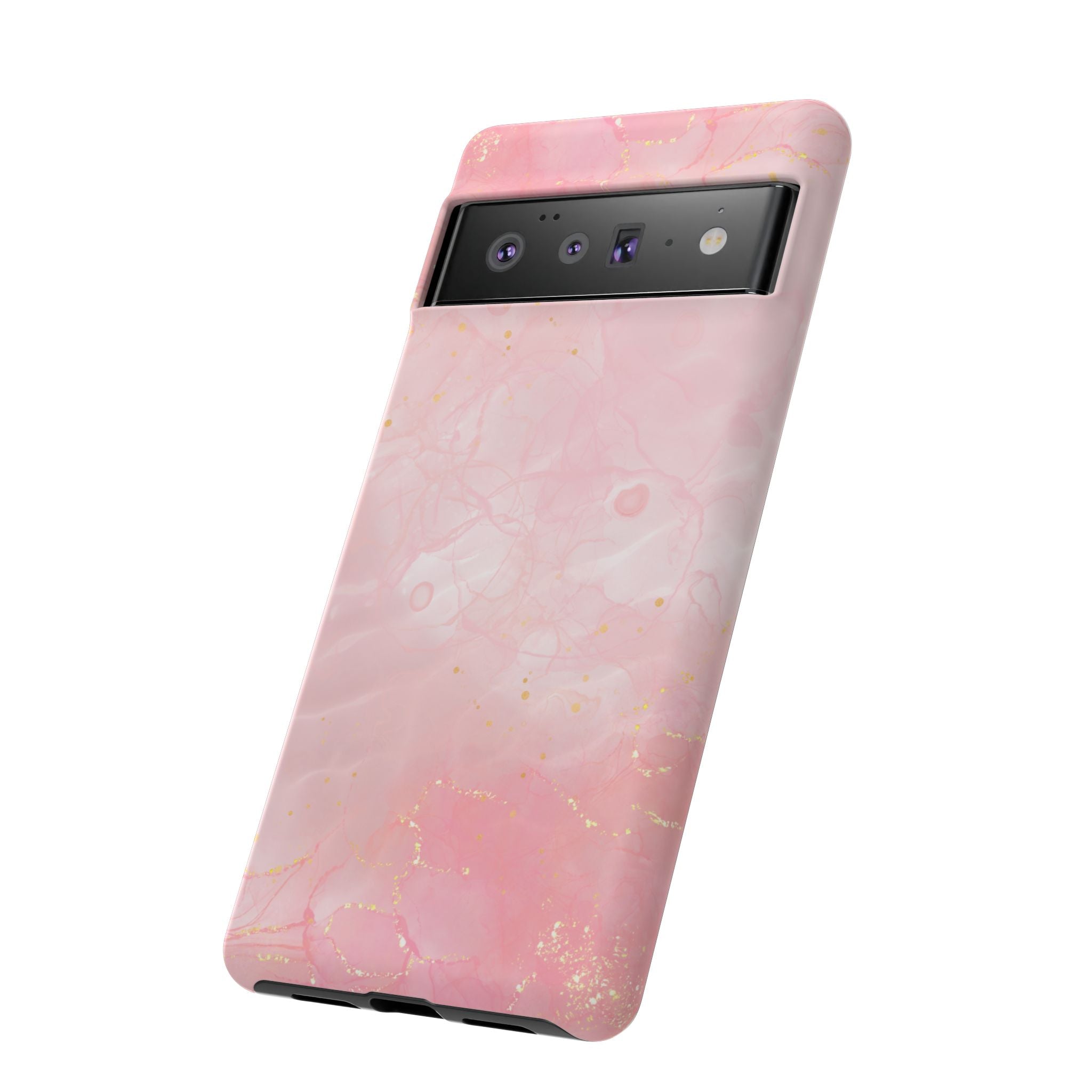 Pink Marble Tough Phone Case — Protective iPhone Cover with Gold Vein Design