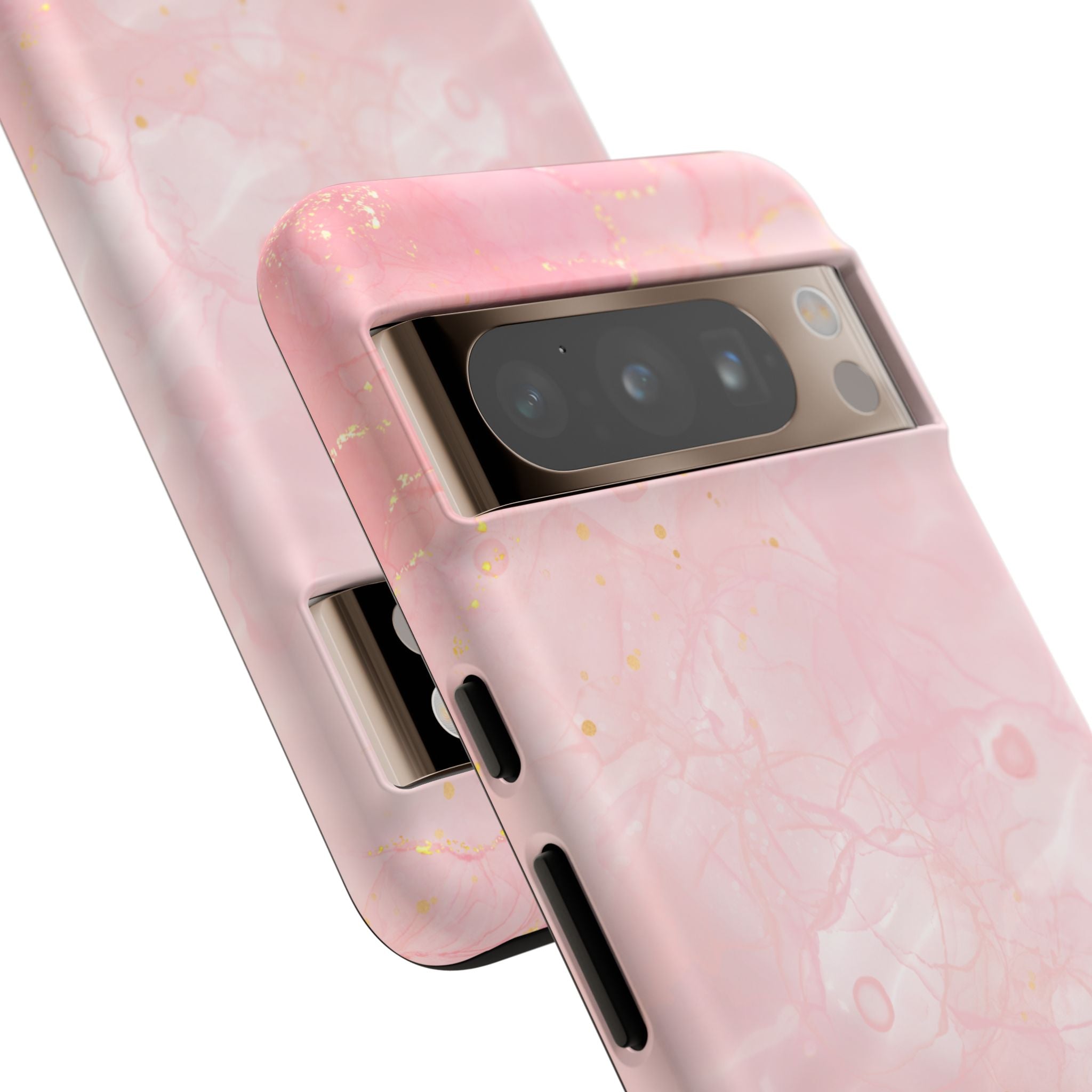 Pink Marble Tough Phone Case — Protective iPhone Cover with Gold Vein Design
