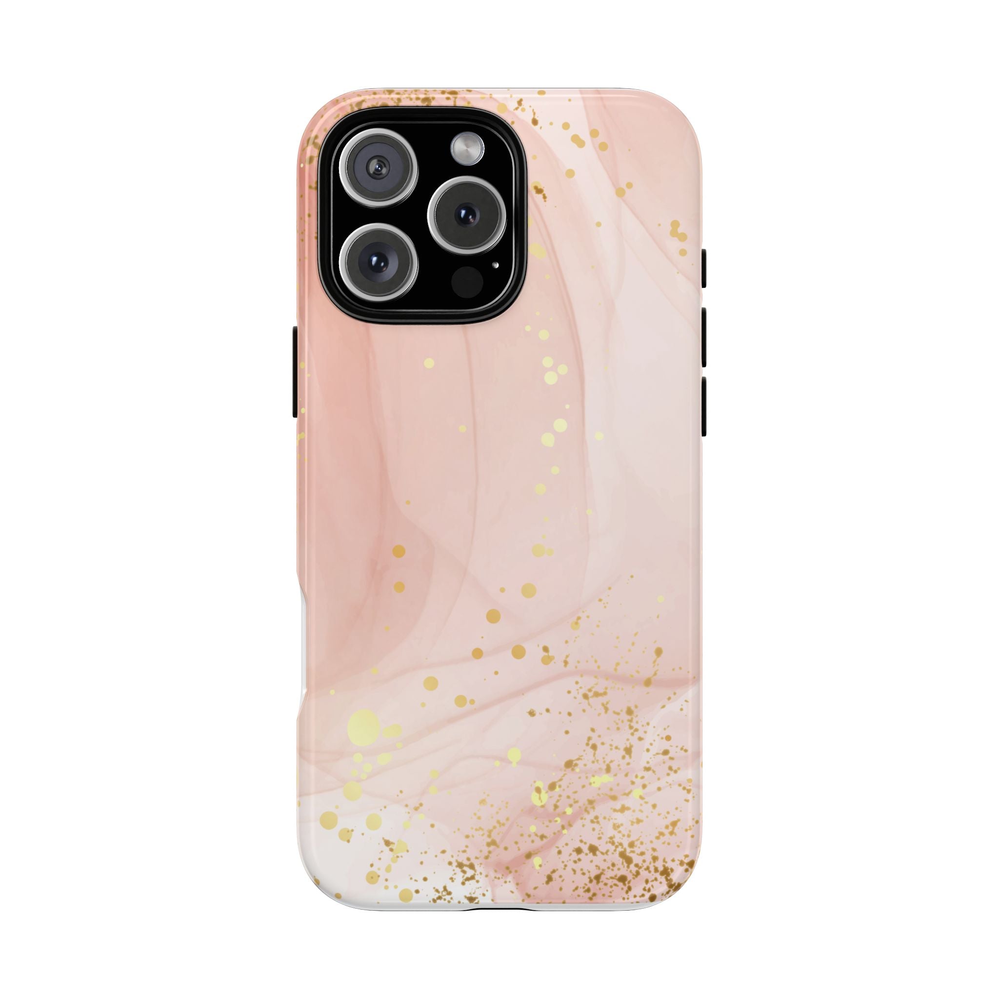 Rose Gold Marble Tough Case – Pink Marble Phone Case with Gold Glitter Accents