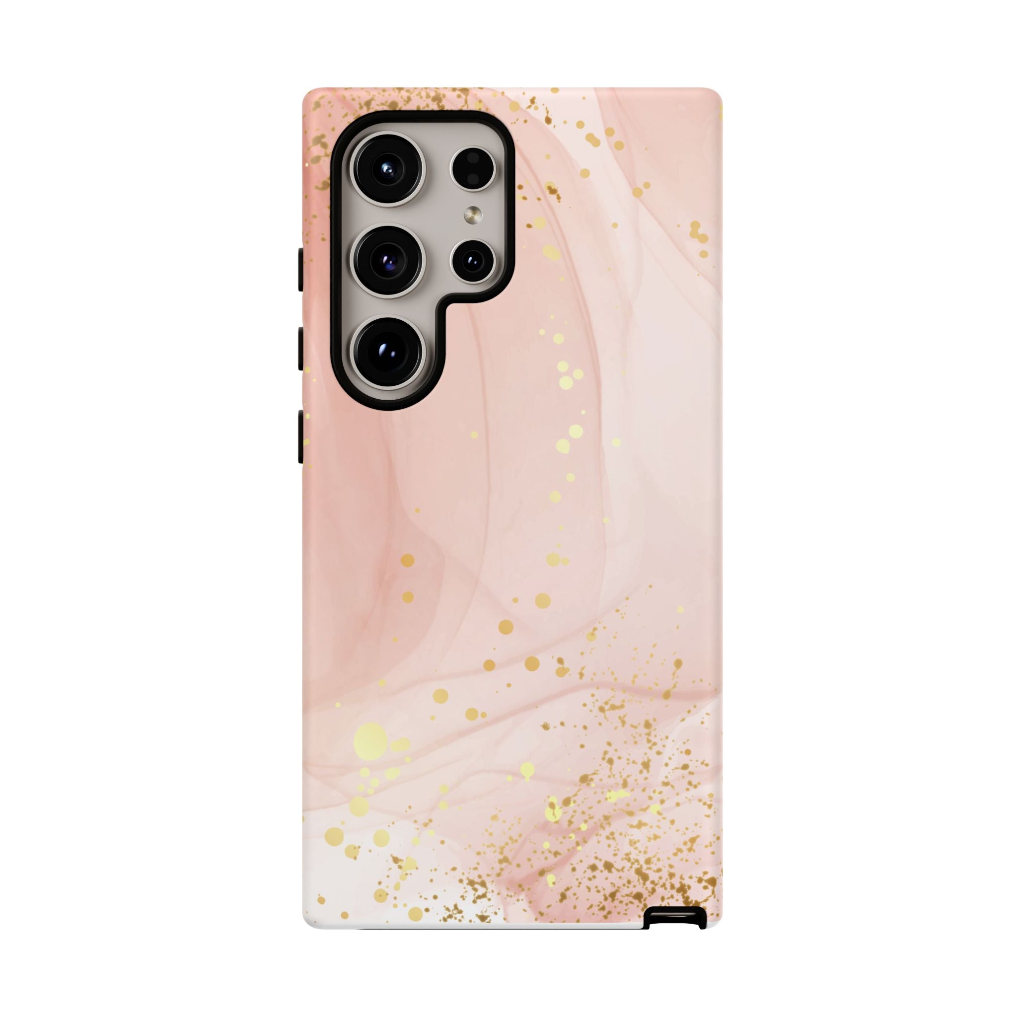 Rose Gold Marble Tough Case – Pink Marble Phone Case with Gold Glitter Accents