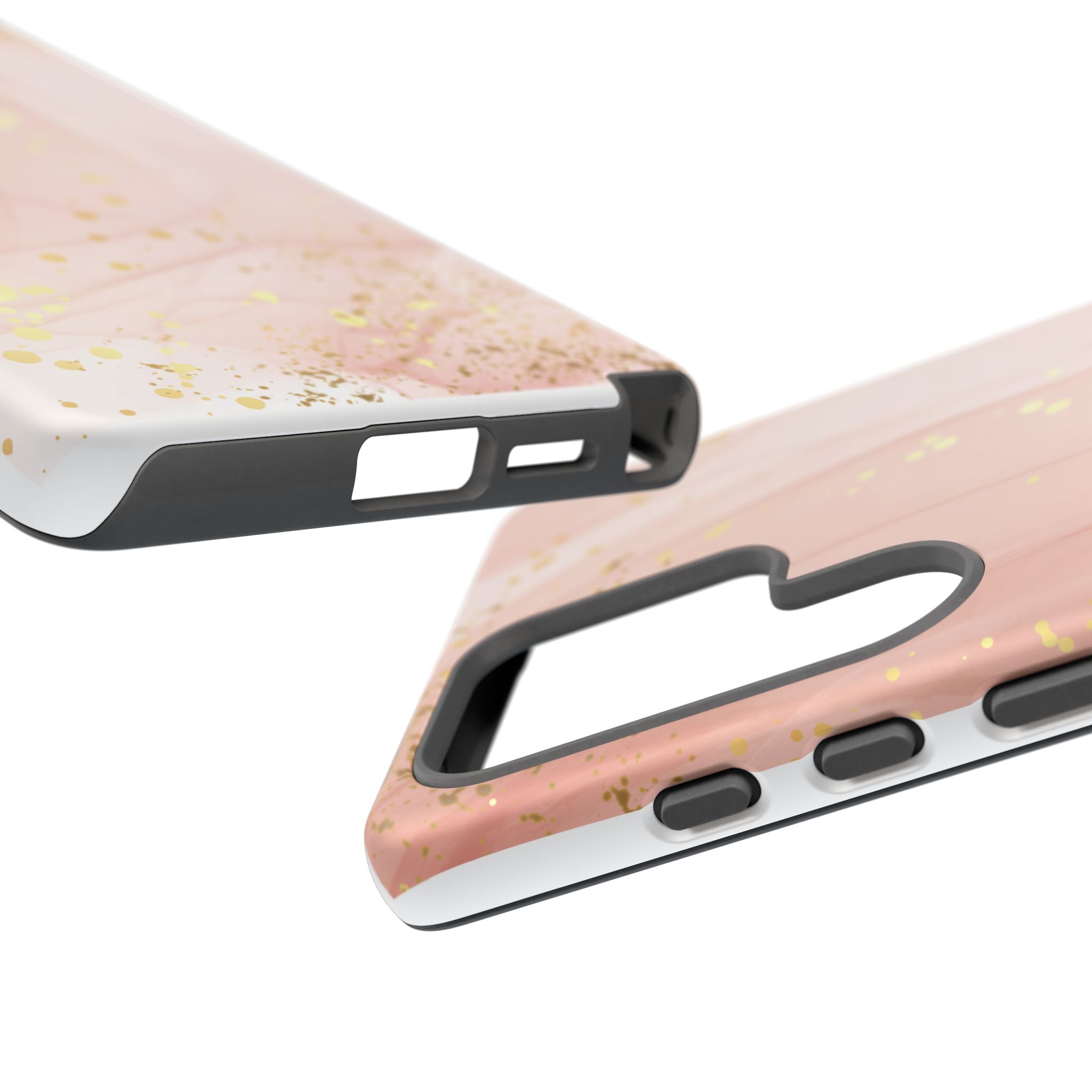 Rose Gold Marble Tough Case – Pink Marble Phone Case with Gold Glitter Accents