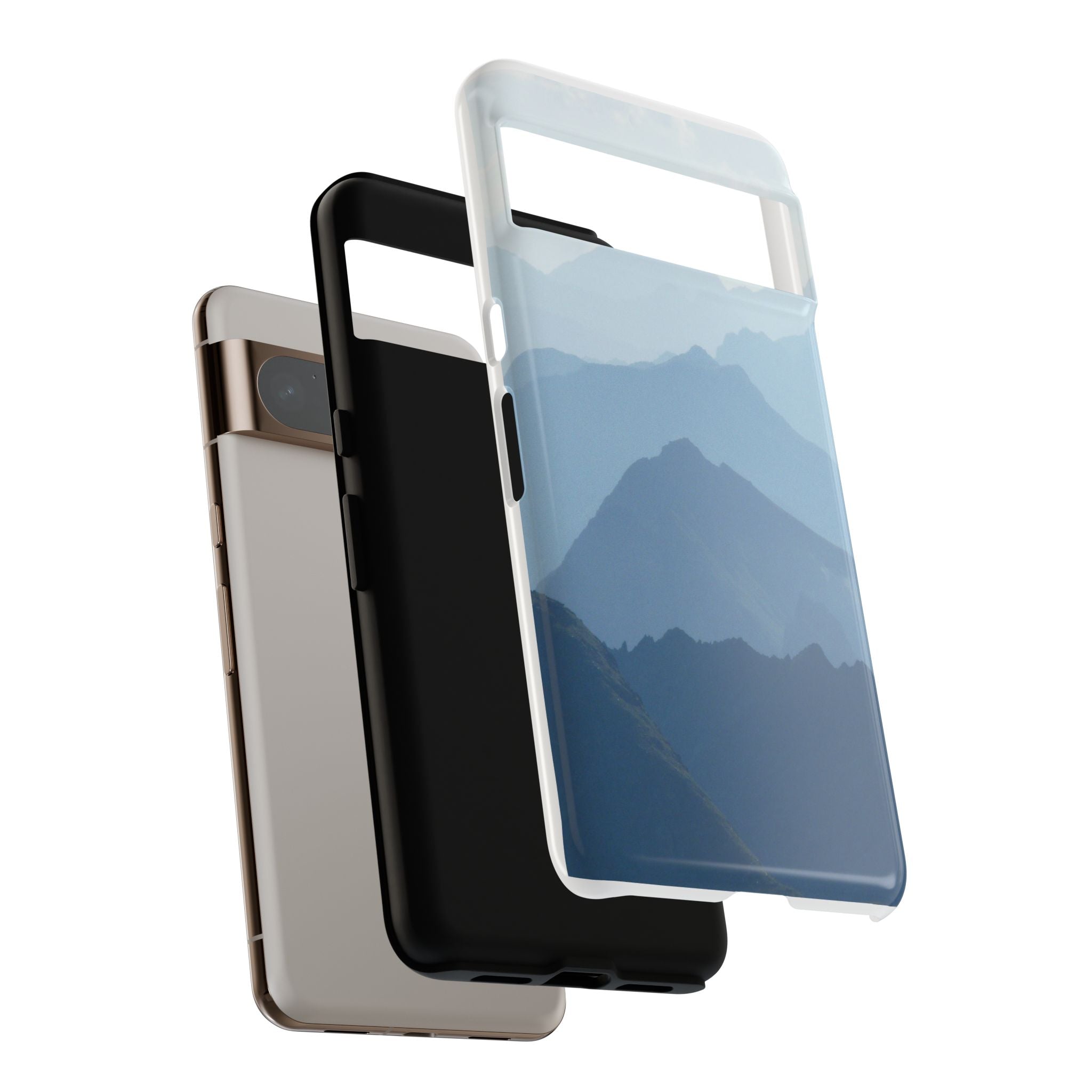 Mountain Sunrise Tough Phone Case — Blue Layered Peaks Protective Cover