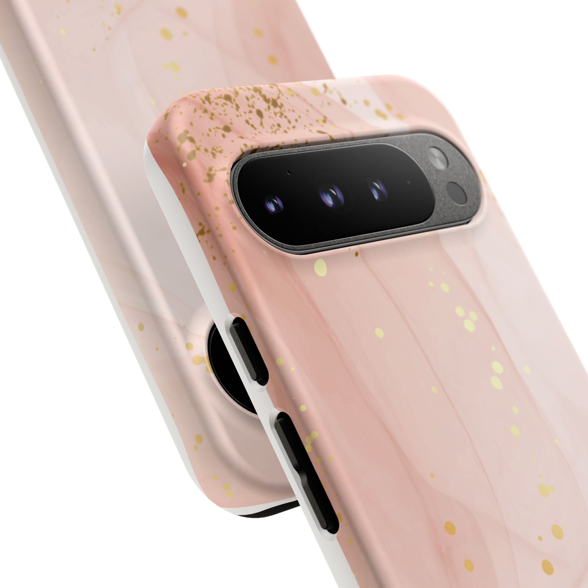 Rose Gold Marble Tough Case – Pink Marble Phone Case with Gold Glitter Accents