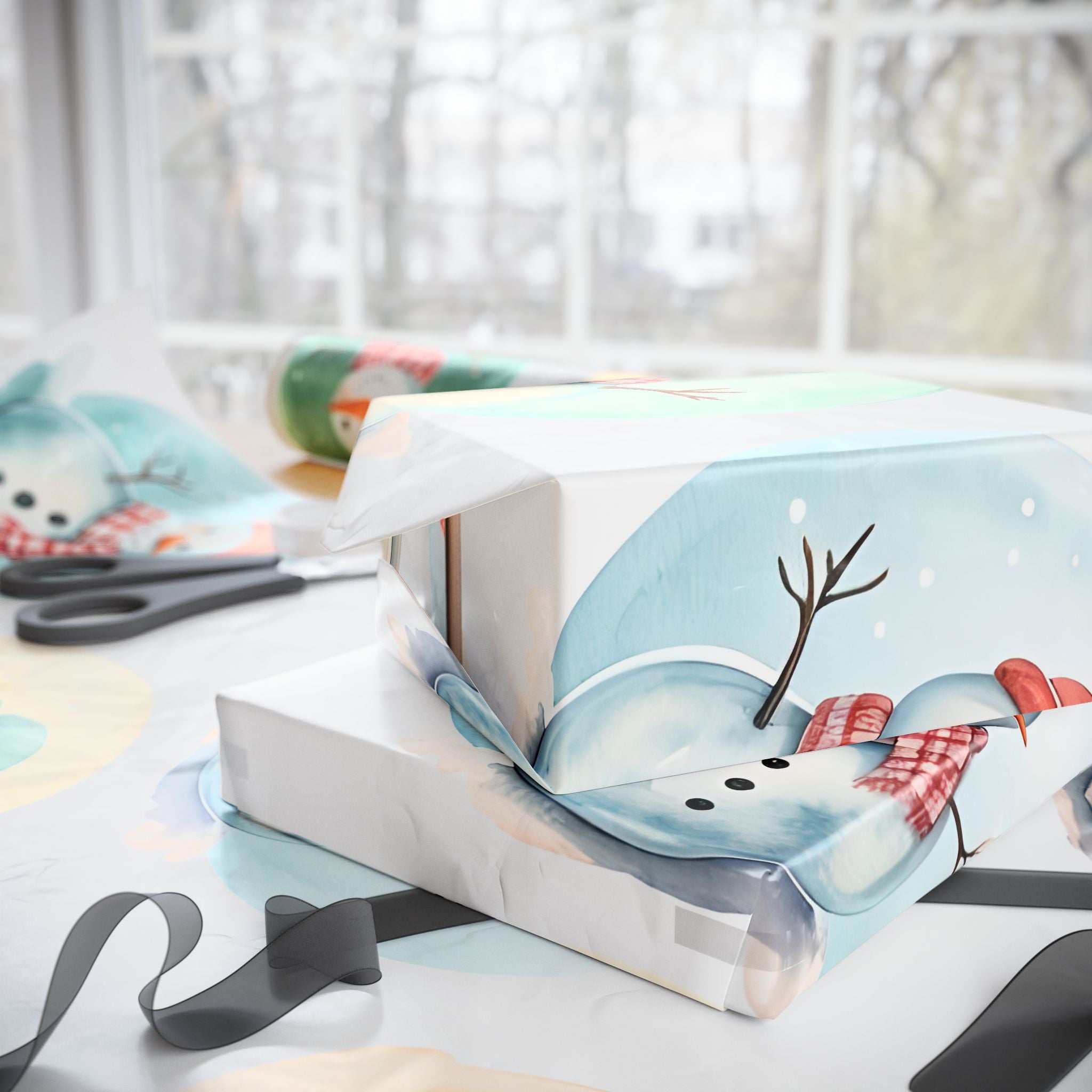 Snowman Watercolor Wrapping Paper Roll