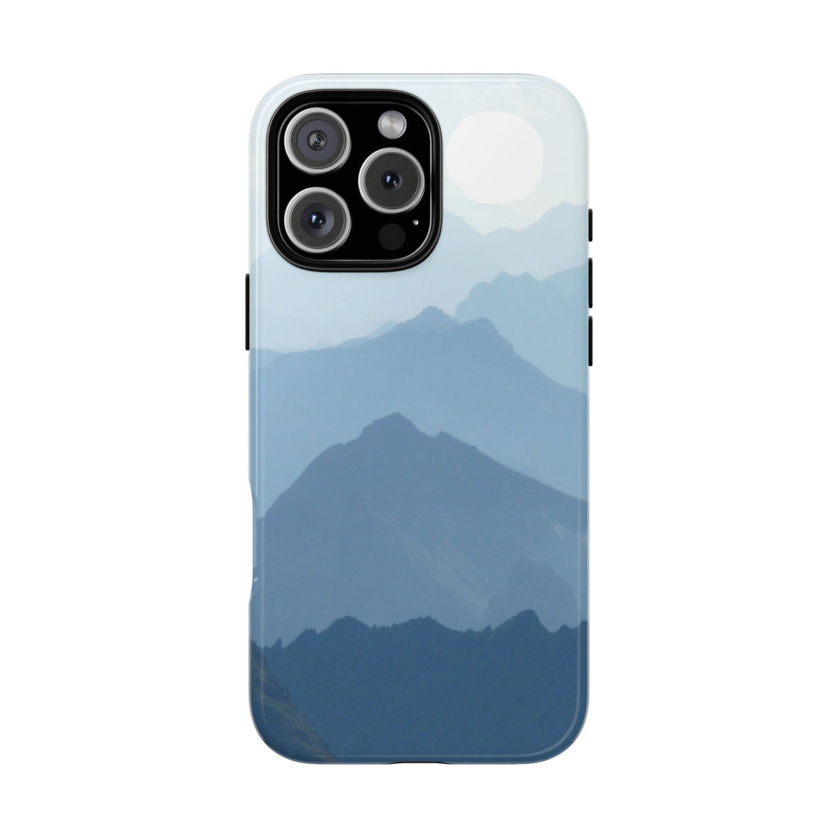Mountain Sunrise Tough Phone Case — Blue Layered Peaks Protective Cover