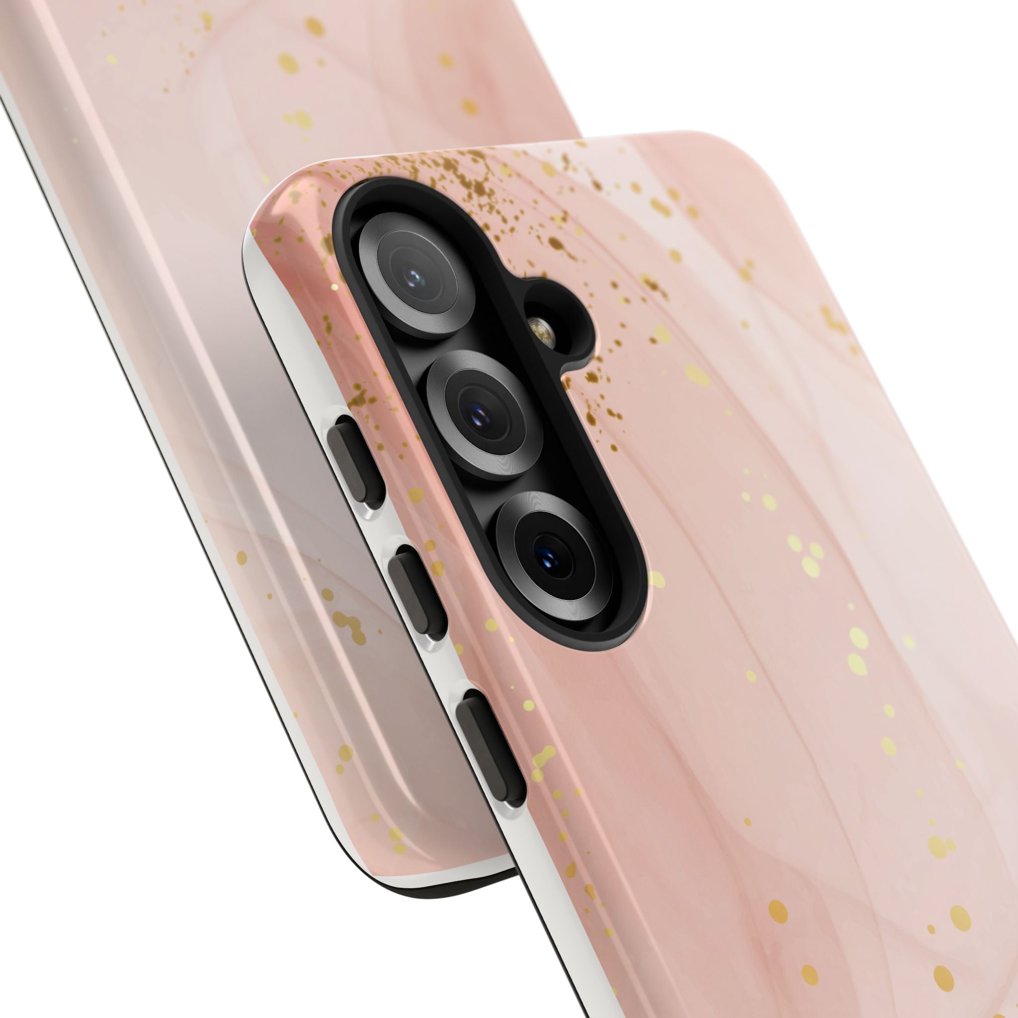 Rose Gold Marble Tough Case – Pink Marble Phone Case with Gold Glitter Accents