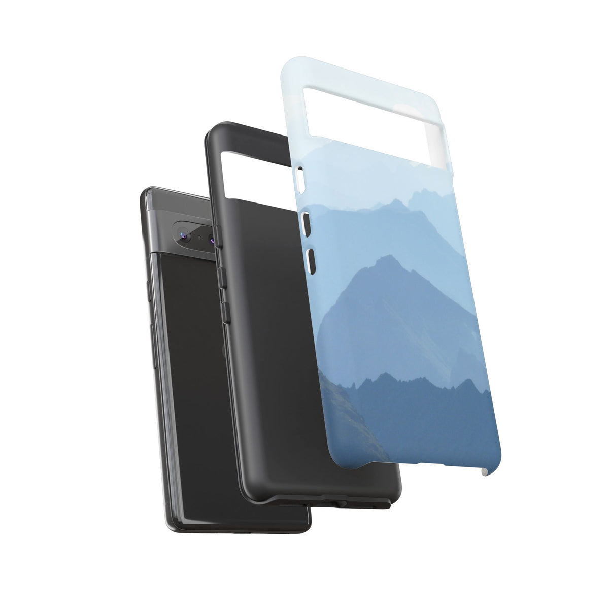 Mountain Sunrise Tough Phone Case — Blue Layered Peaks Protective Cover