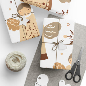 Wrapping Paper — Neutral Gingerbread & Wreath Holiday Gift Wrap