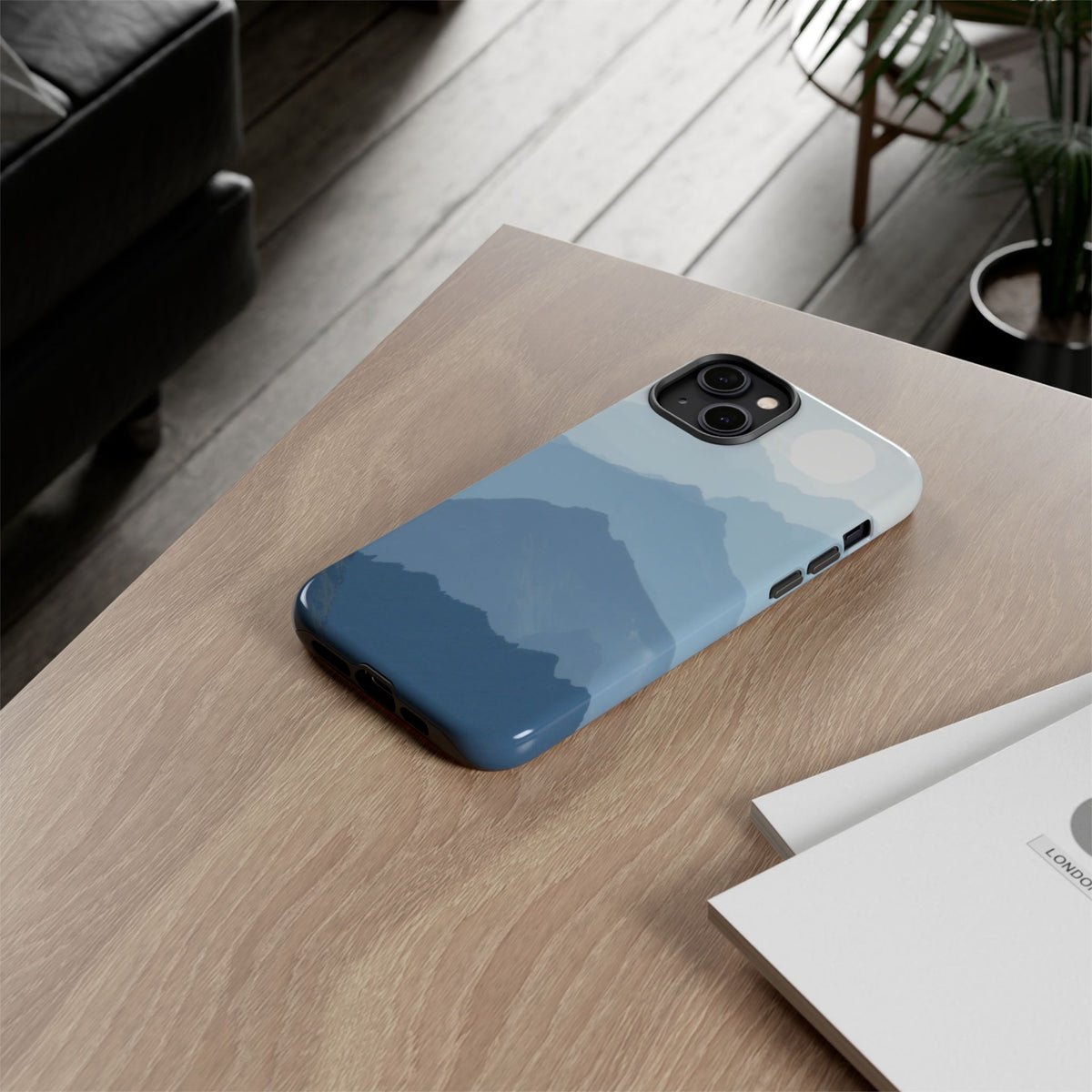 Mountain Sunrise Tough Phone Case — Blue Layered Peaks Protective Cover