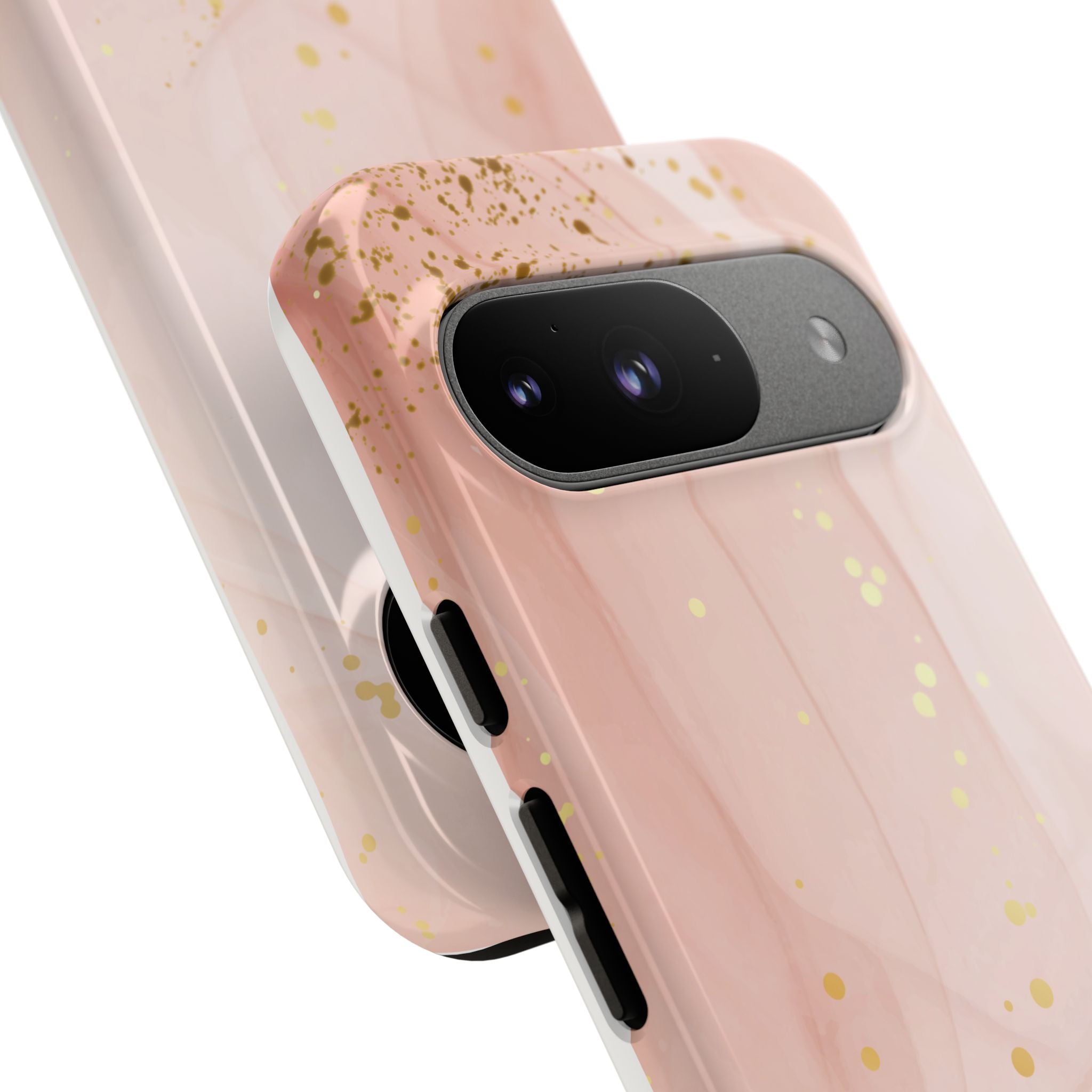 Rose Gold Marble Tough Case – Pink Marble Phone Case with Gold Glitter Accents