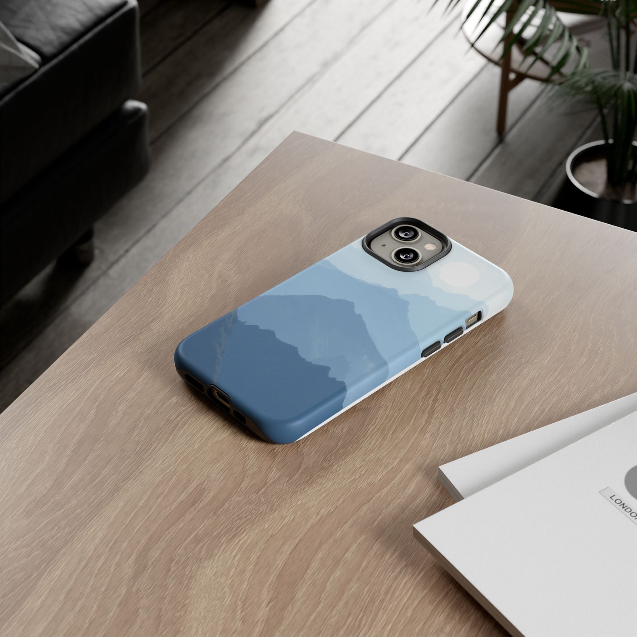 Mountain Sunrise Tough Phone Case — Blue Layered Peaks Protective Cover