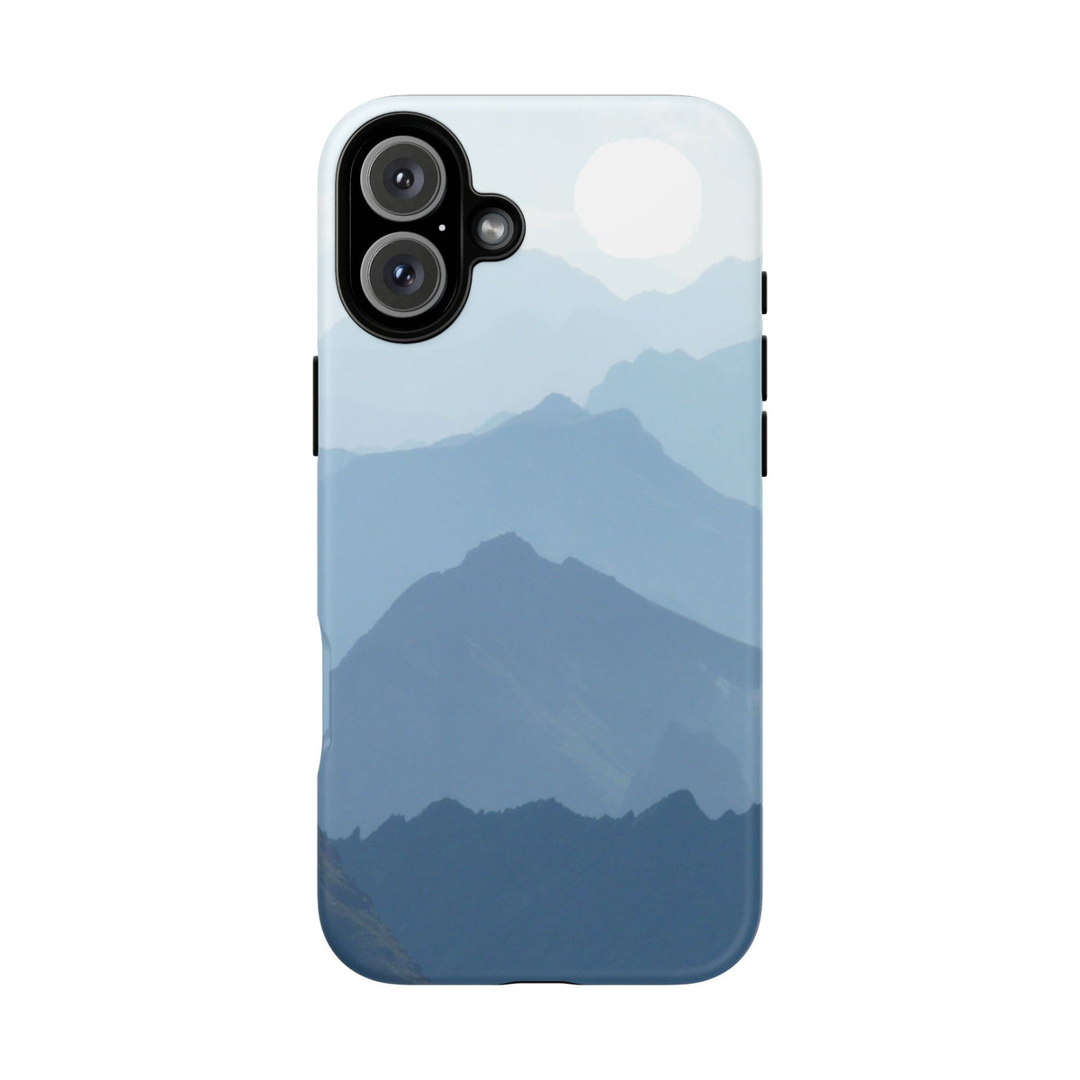 Mountain Sunrise Tough Phone Case — Blue Layered Peaks Protective Cover