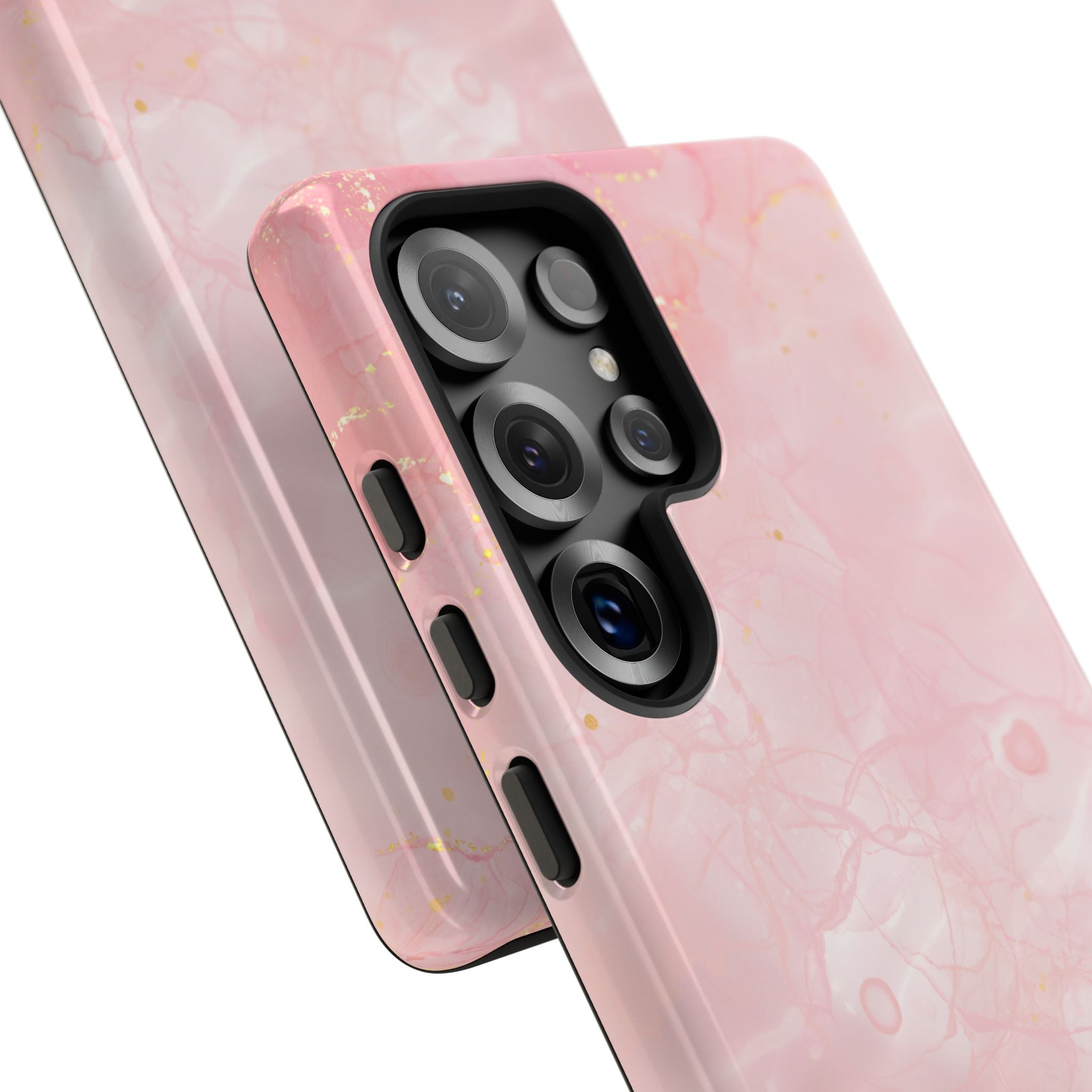 Pink Marble Tough Phone Case — Protective iPhone Cover with Gold Vein Design