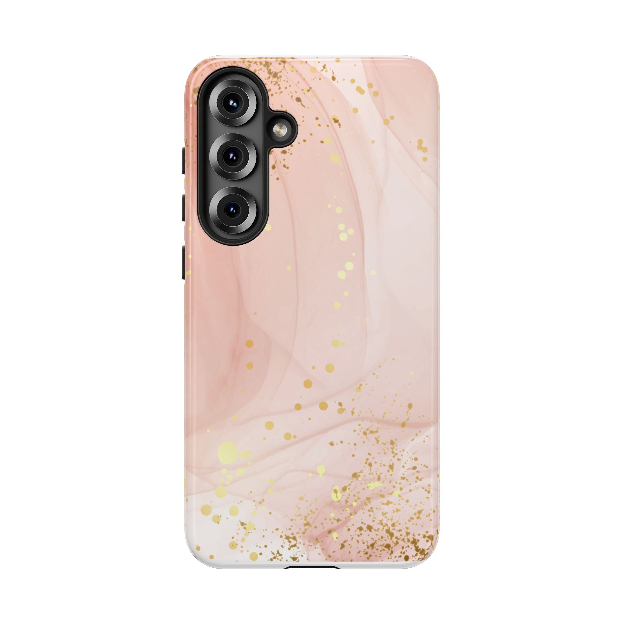 Rose Gold Marble Tough Case – Pink Marble Phone Case with Gold Glitter Accents