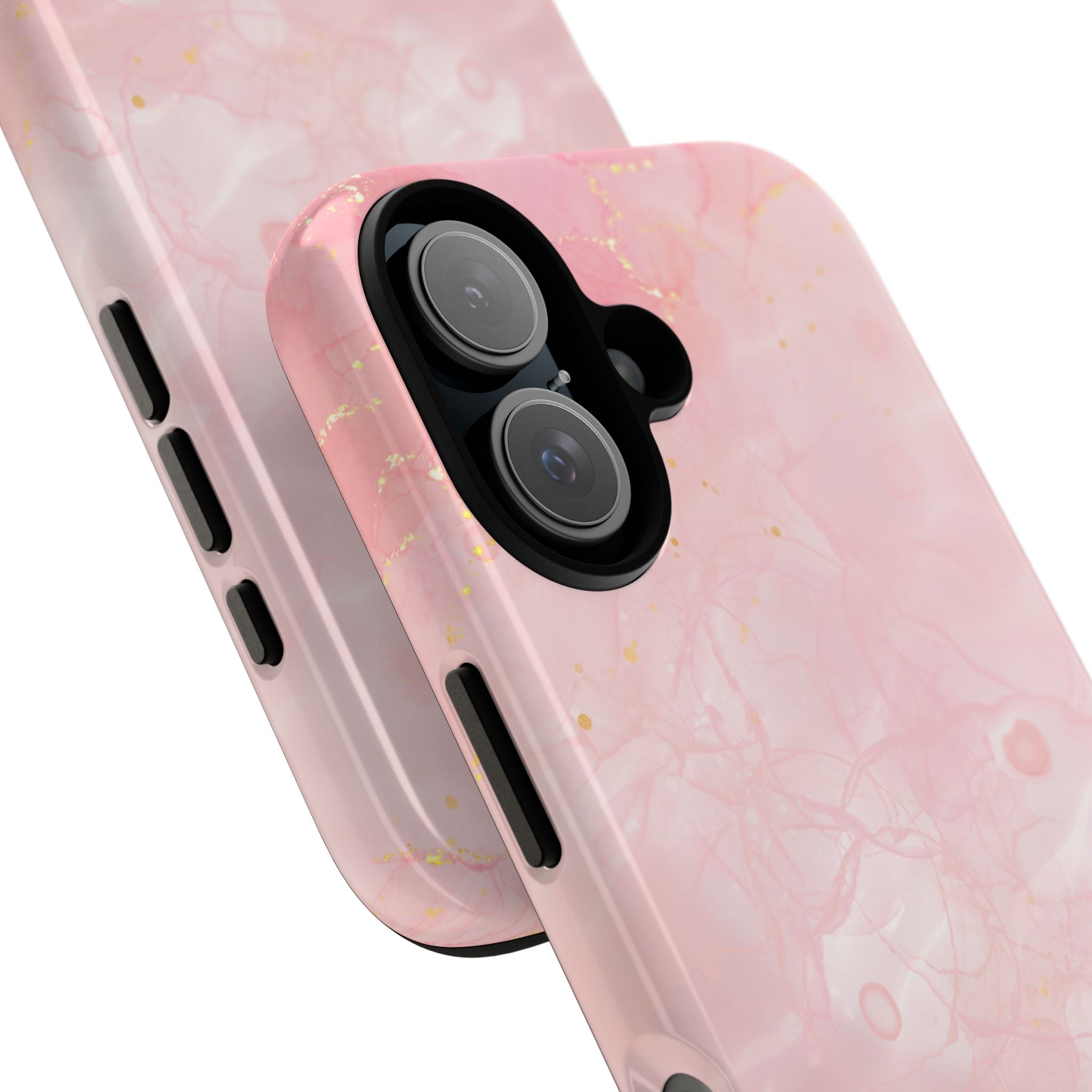 Pink Marble Tough Phone Case — Protective iPhone Cover with Gold Vein Design