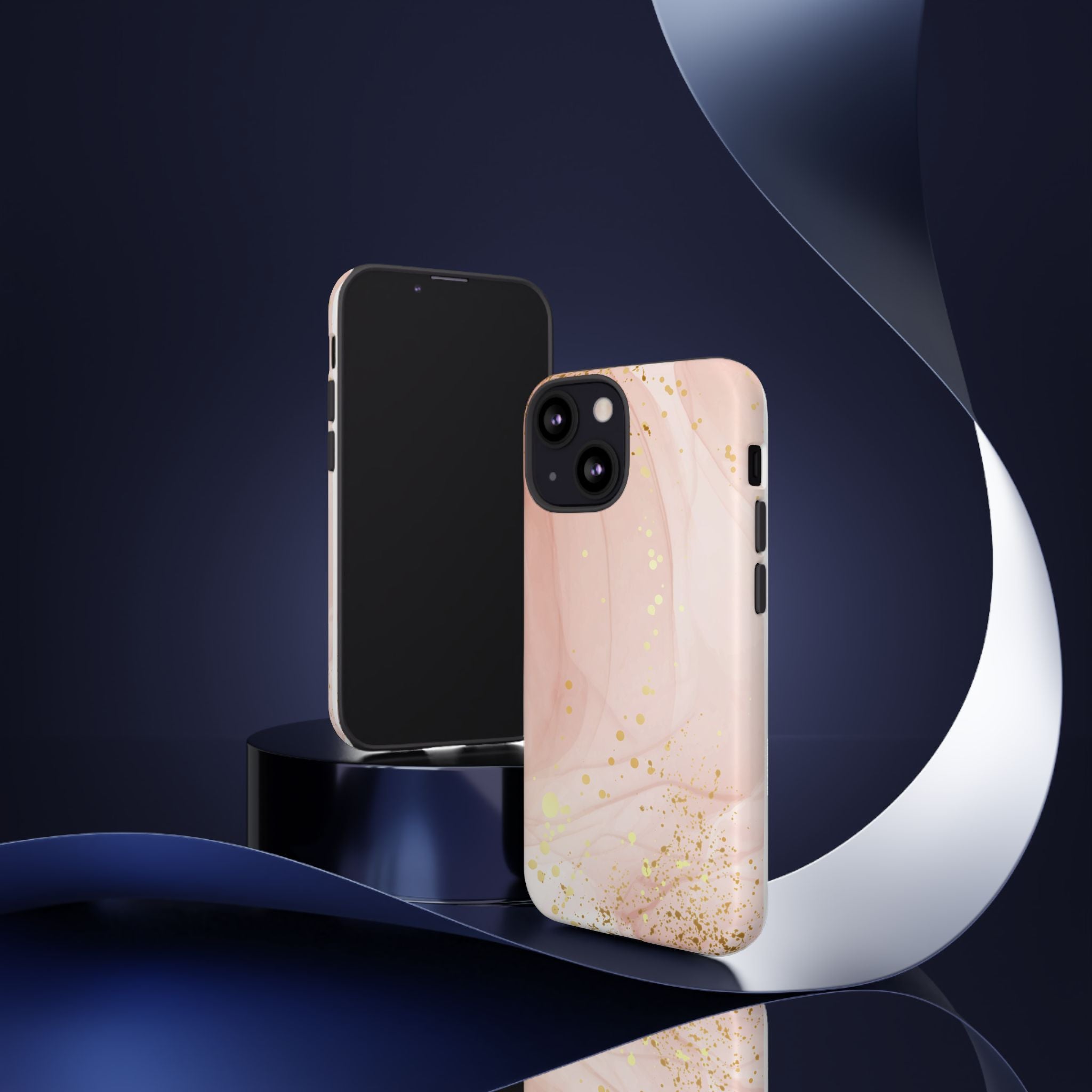 Rose Gold Marble Tough Case – Pink Marble Phone Case with Gold Glitter Accents