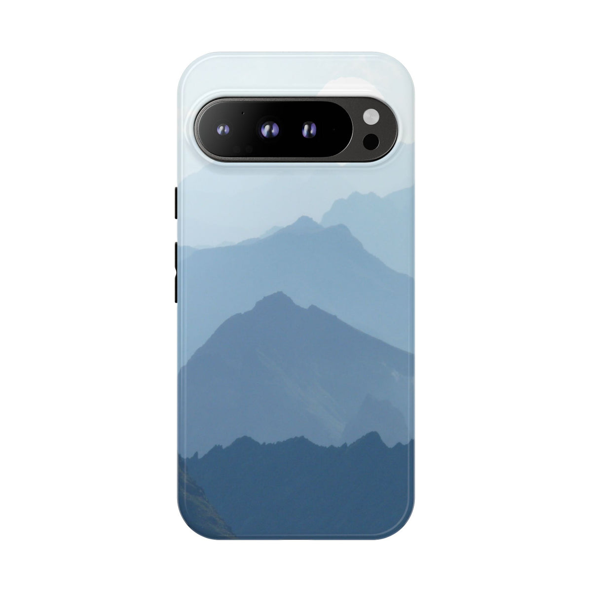 Mountain Sunrise Tough Phone Case — Blue Layered Peaks Protective Cover