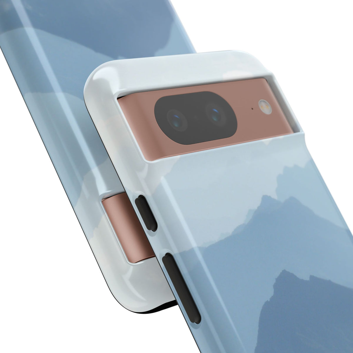 Mountain Sunrise Tough Phone Case — Blue Layered Peaks Protective Cover