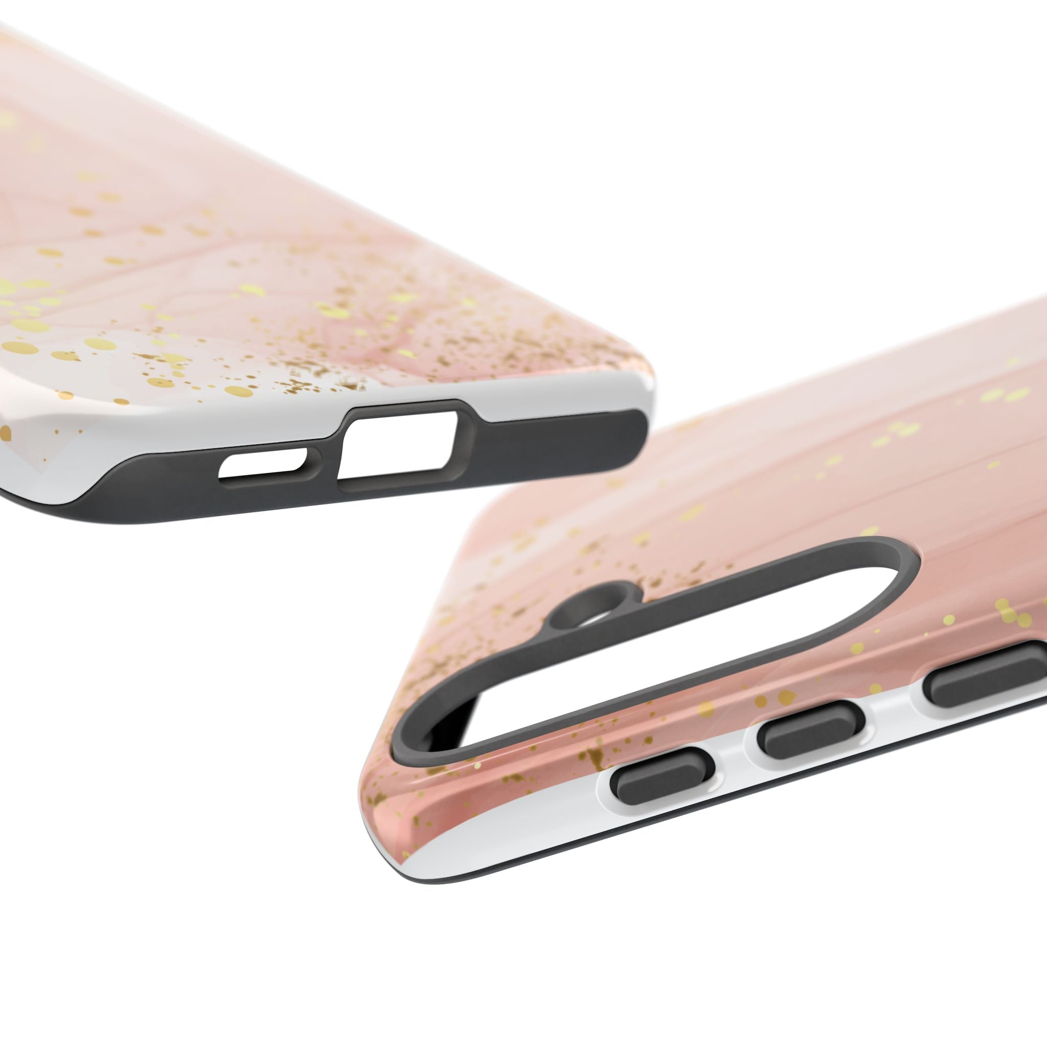 Rose Gold Marble Tough Case – Pink Marble Phone Case with Gold Glitter Accents