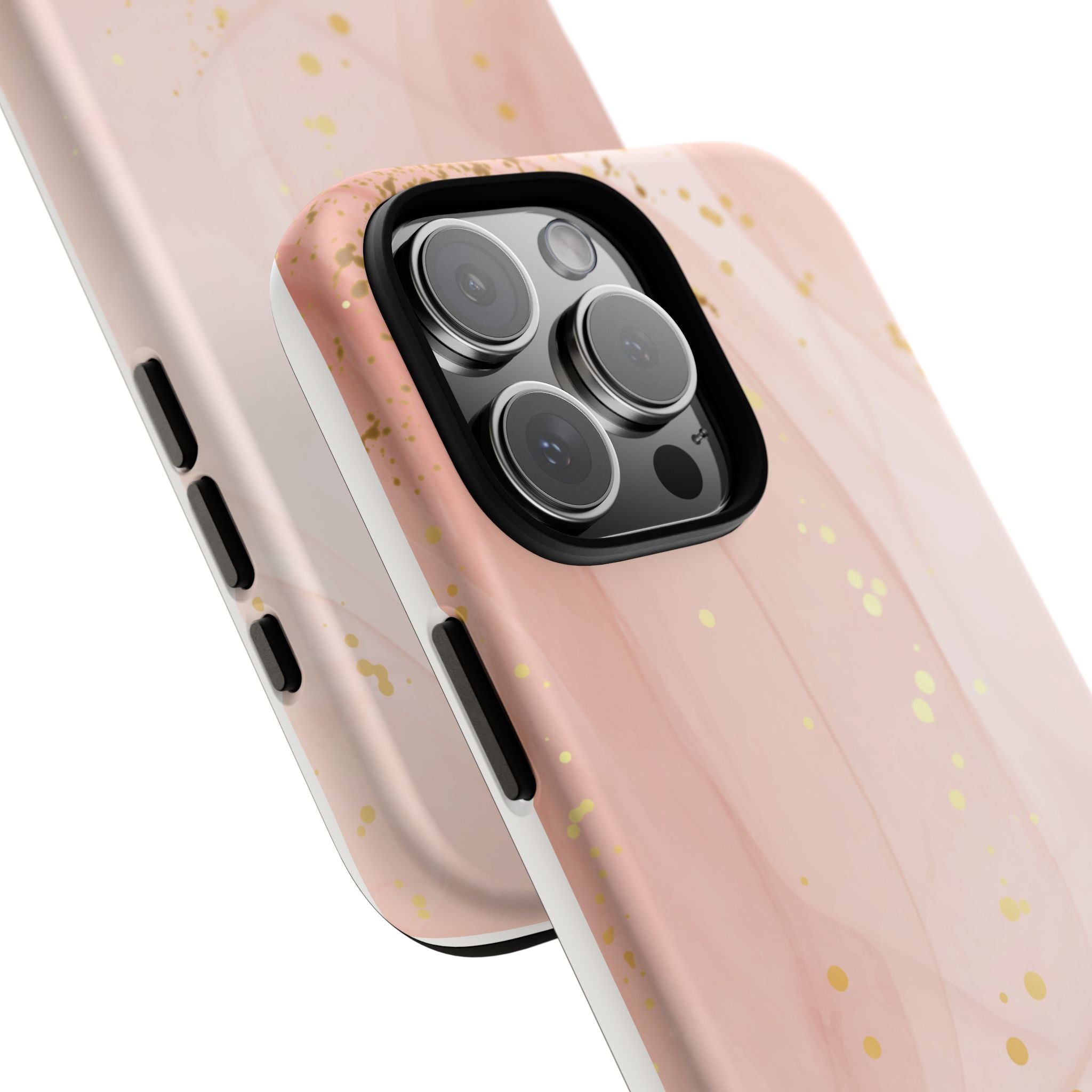 Rose Gold Marble Tough Case – Pink Marble Phone Case with Gold Glitter Accents