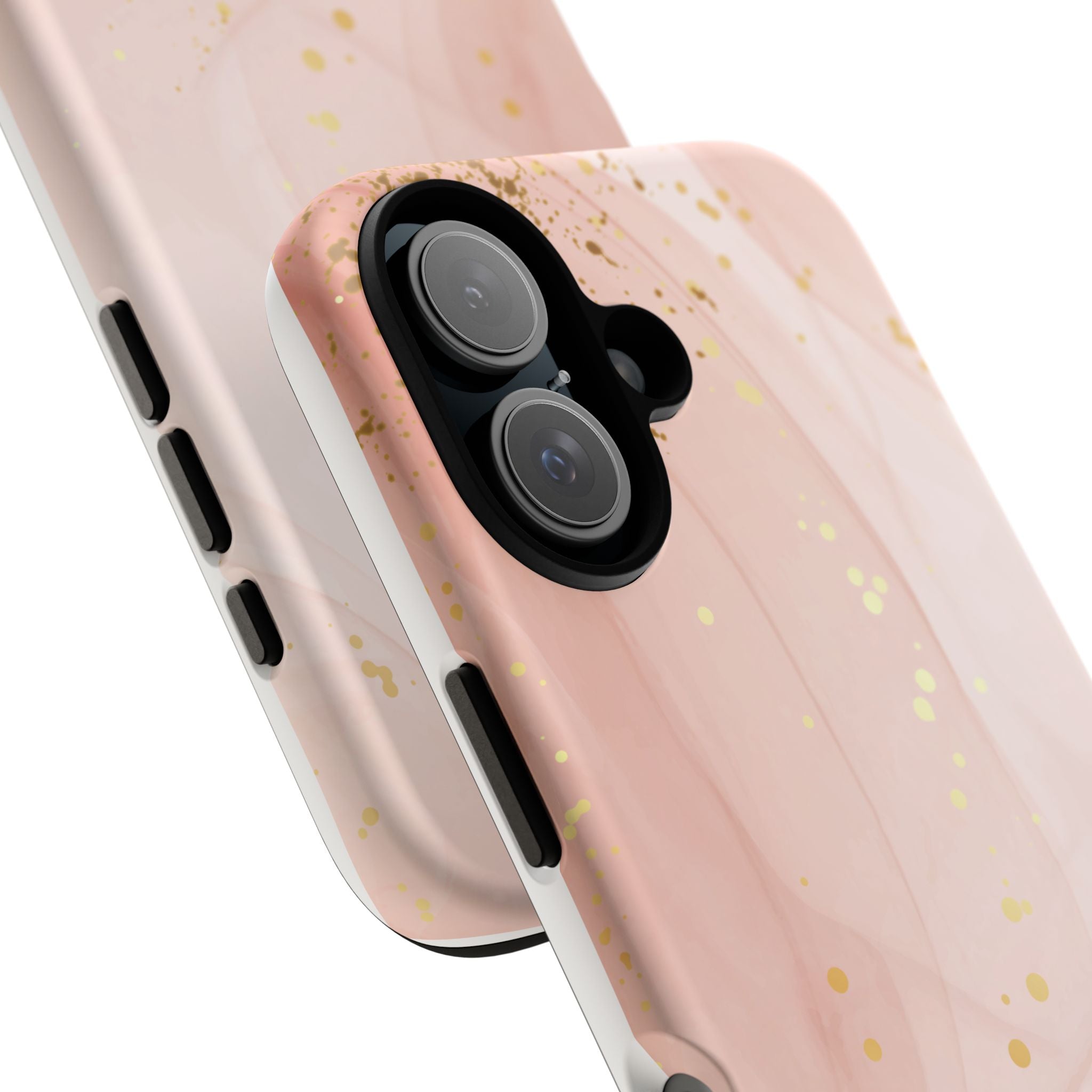 Rose Gold Marble Tough Case – Pink Marble Phone Case with Gold Glitter Accents