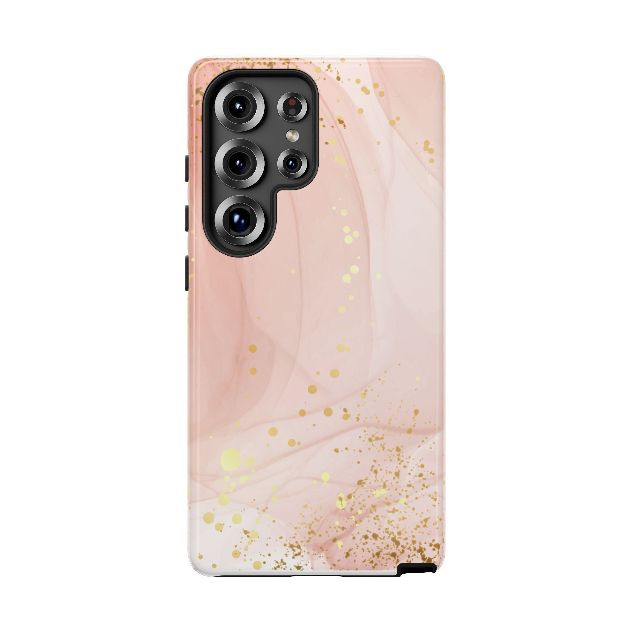 Rose Gold Marble Tough Case – Pink Marble Phone Case with Gold Glitter Accents