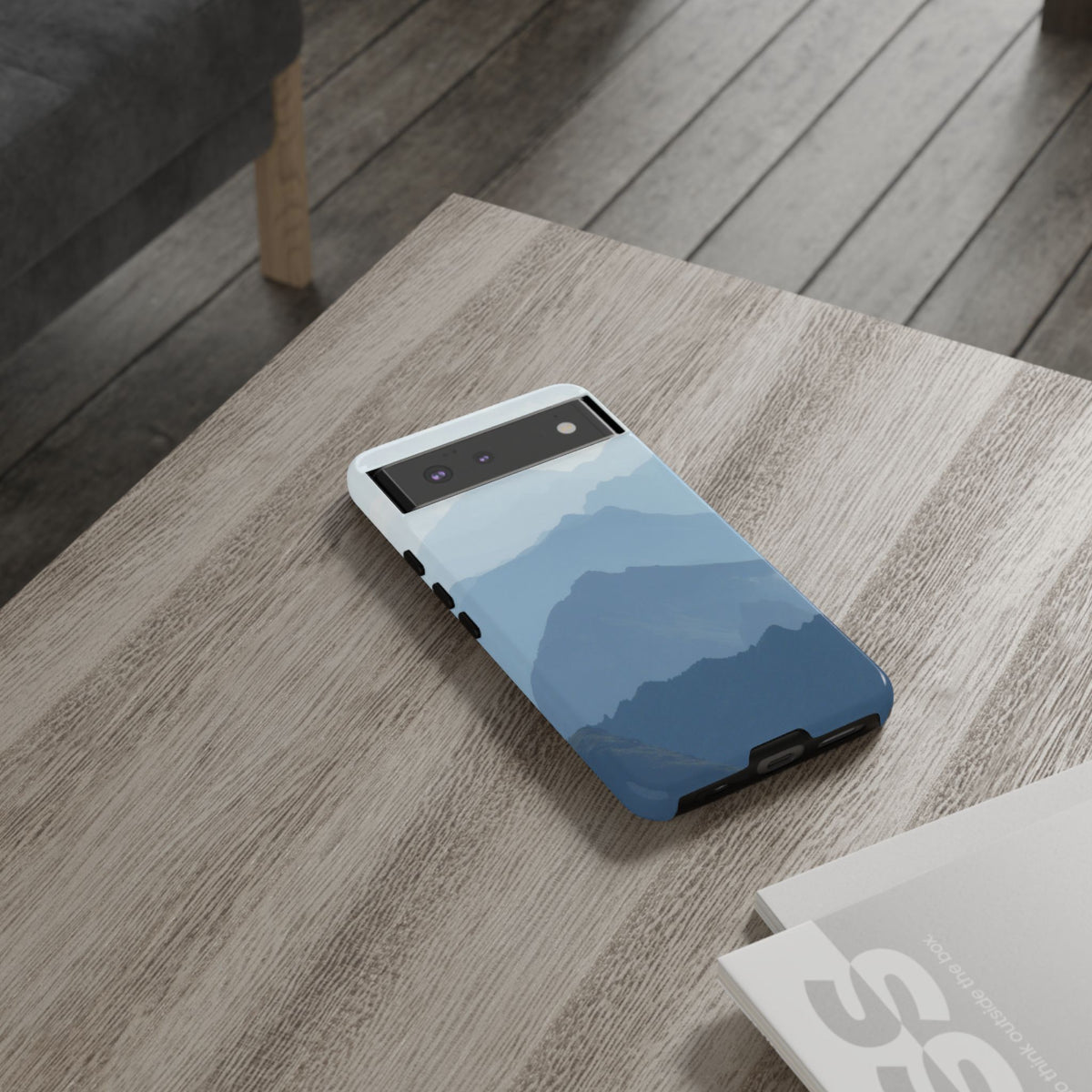 Mountain Sunrise Tough Phone Case — Blue Layered Peaks Protective Cover