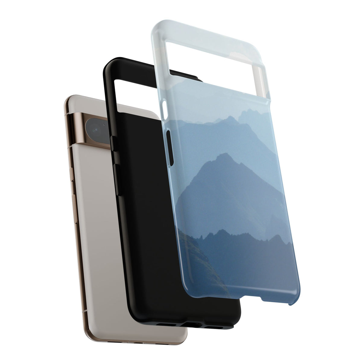 Mountain Sunrise Tough Phone Case — Blue Layered Peaks Protective Cover